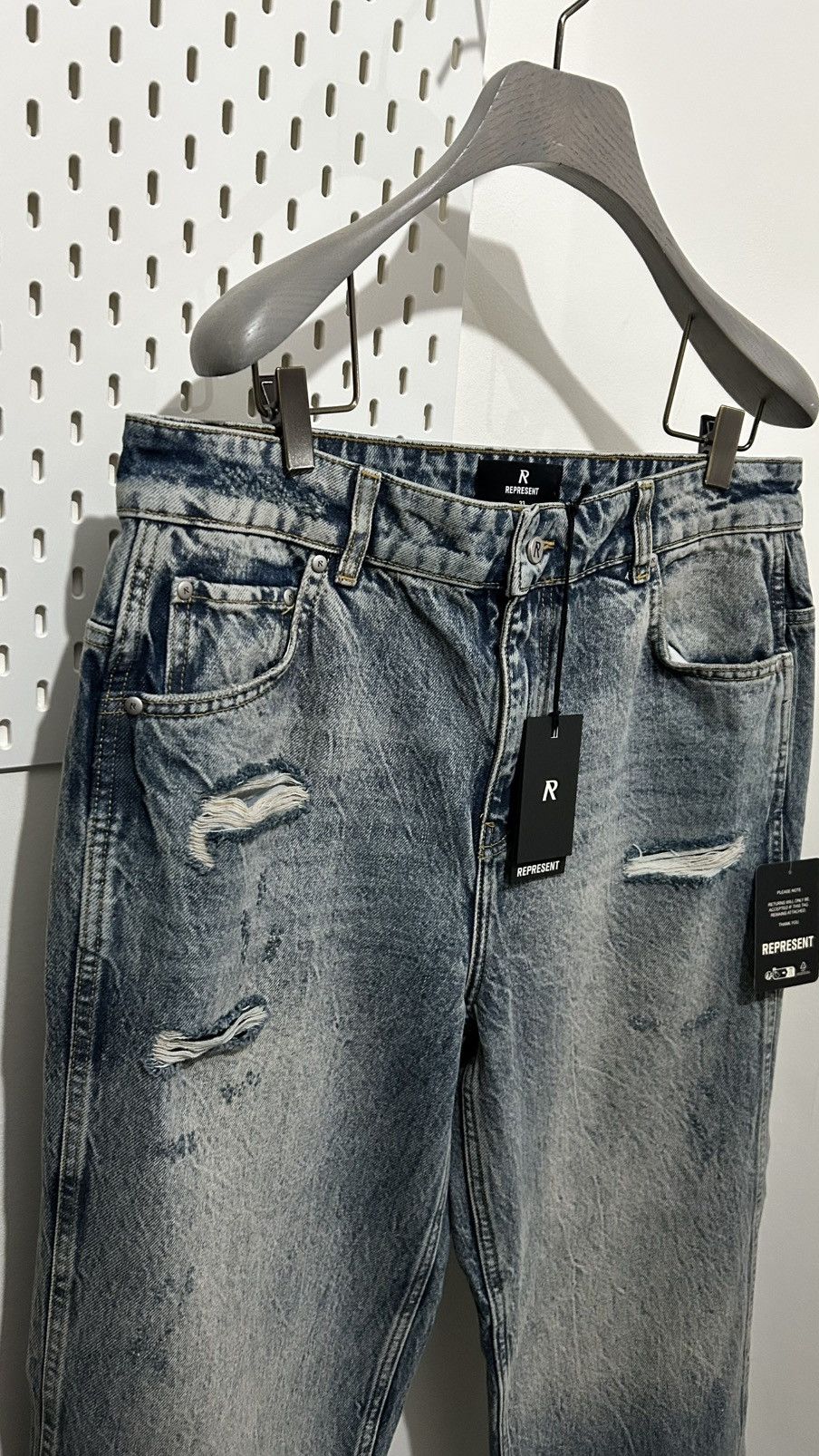 Represent Clo. Represent R3 Distressed Baggy Jeans Blue W33 – Premium Size US 33 - 2 Thumbnail