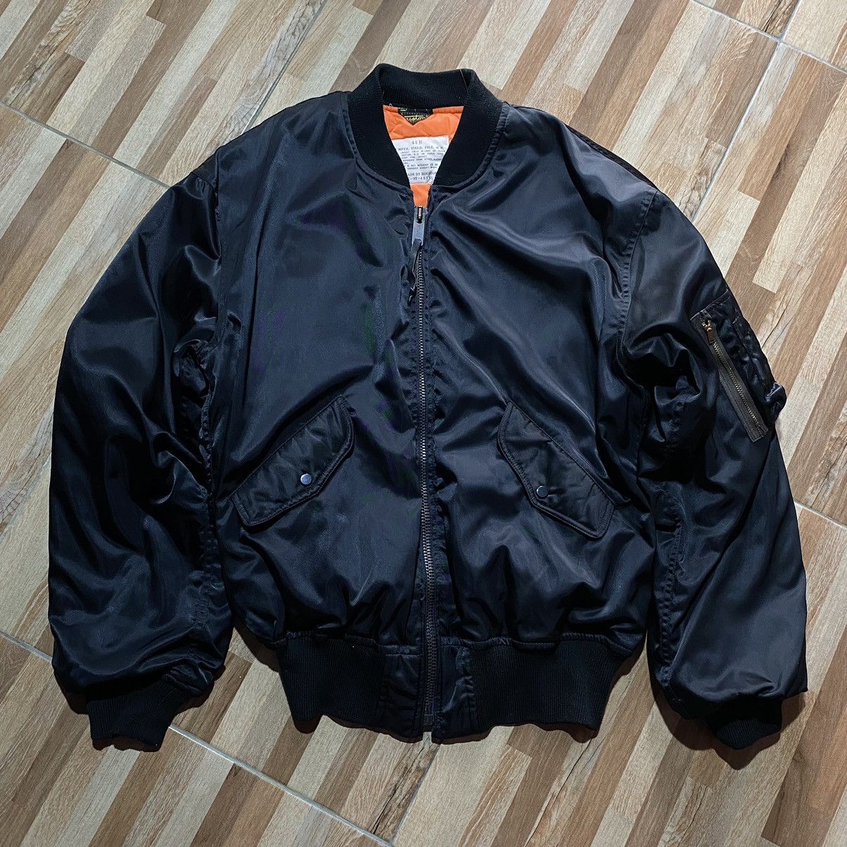 image of Archival Clothing x Bomber Jacket Made By Houston 44R Bomber Jacket Military in Black (Size Medium)