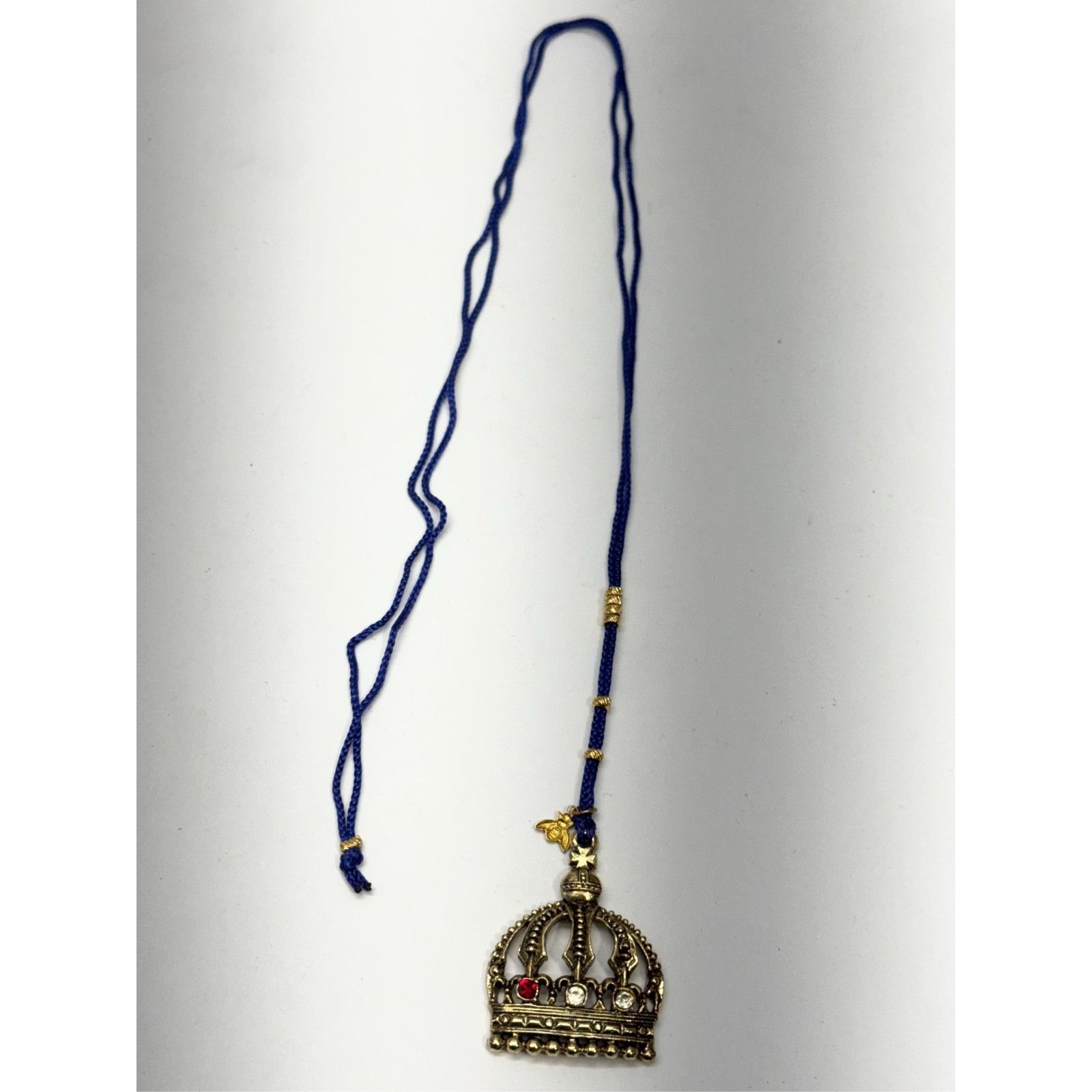 Vintage Vintage rhinestone crown blue pendant necklace Size ONE SIZE - 3 Thumbnail