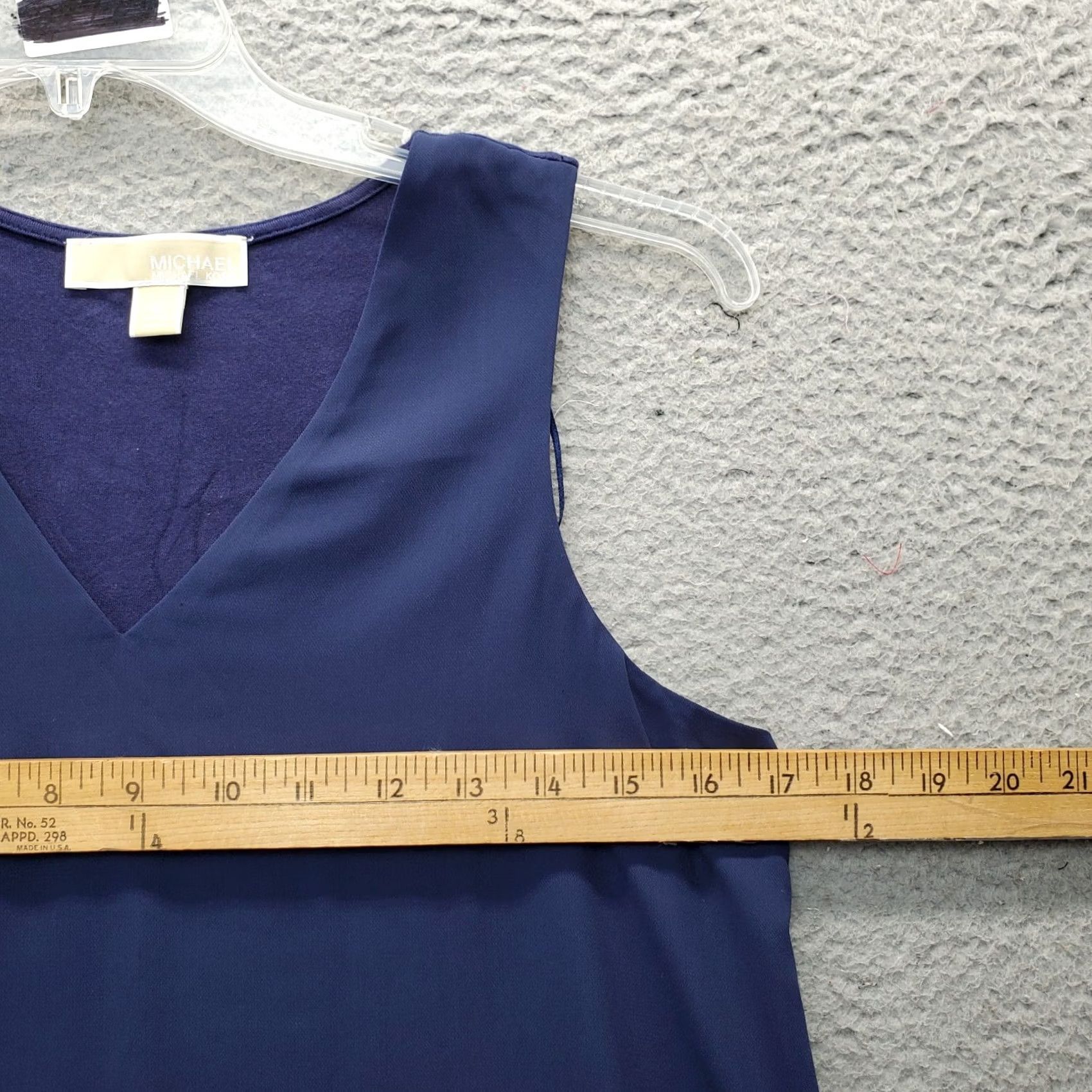 Michael Kors Michael Kors Blouse Womens S Navy Stretch Sleeveless Deep V Neck Long 26.5 Length Capsule Tunic Shirt Size S / US 4 / IT 40 - 3 Thumbnail