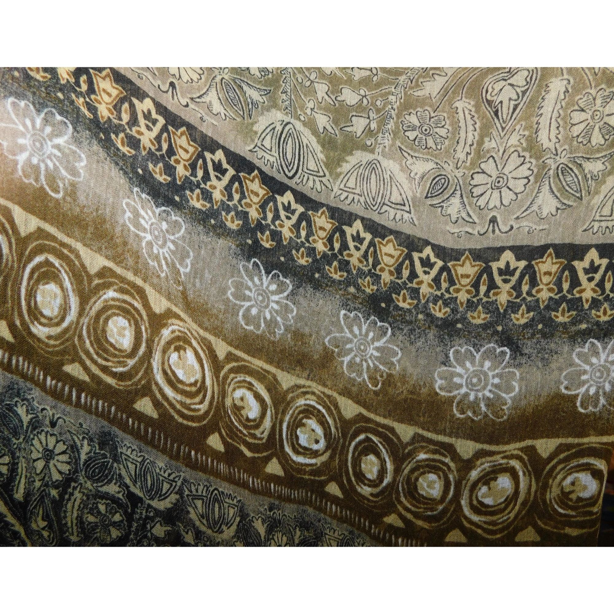 Other Renaissance-Inspired Floral Scarf Sheer Beige & Black Size ONE SIZE - 3 Thumbnail