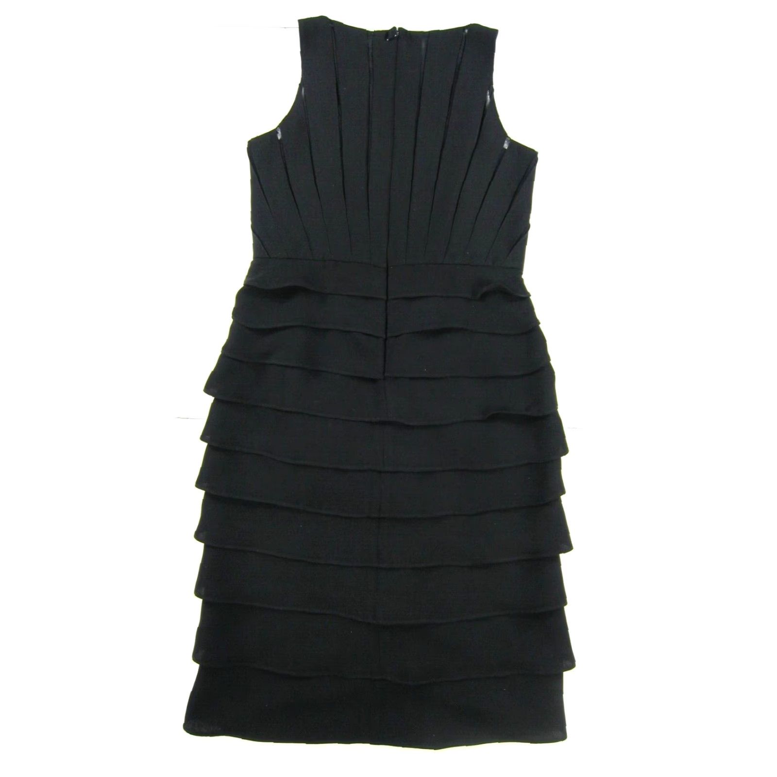Vintage Eliza J New York Black Sleeveless Layer Tiered Work Party Formal Sheath Dress 12 Size XL / US 12-14 / IT 48-50 - 2 Thumbnail