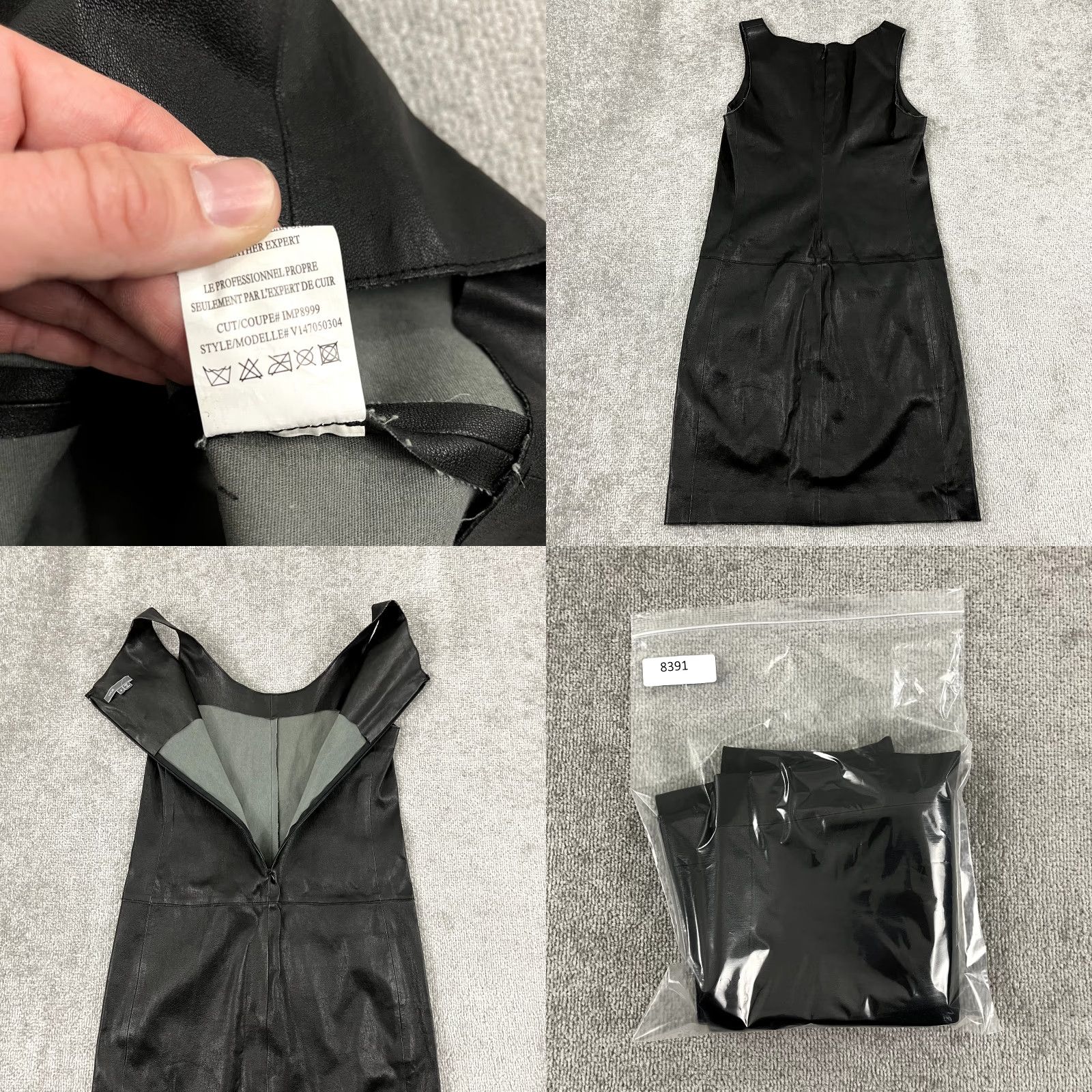 Vince Vince Dress Womens Short Leather Bodycon LBD Sleeveless Black 4 Zip Scoop Neck Stretch Pockets Classic Designer Sexy Size S / US 4 / IT 40 - 8 Thumbnail