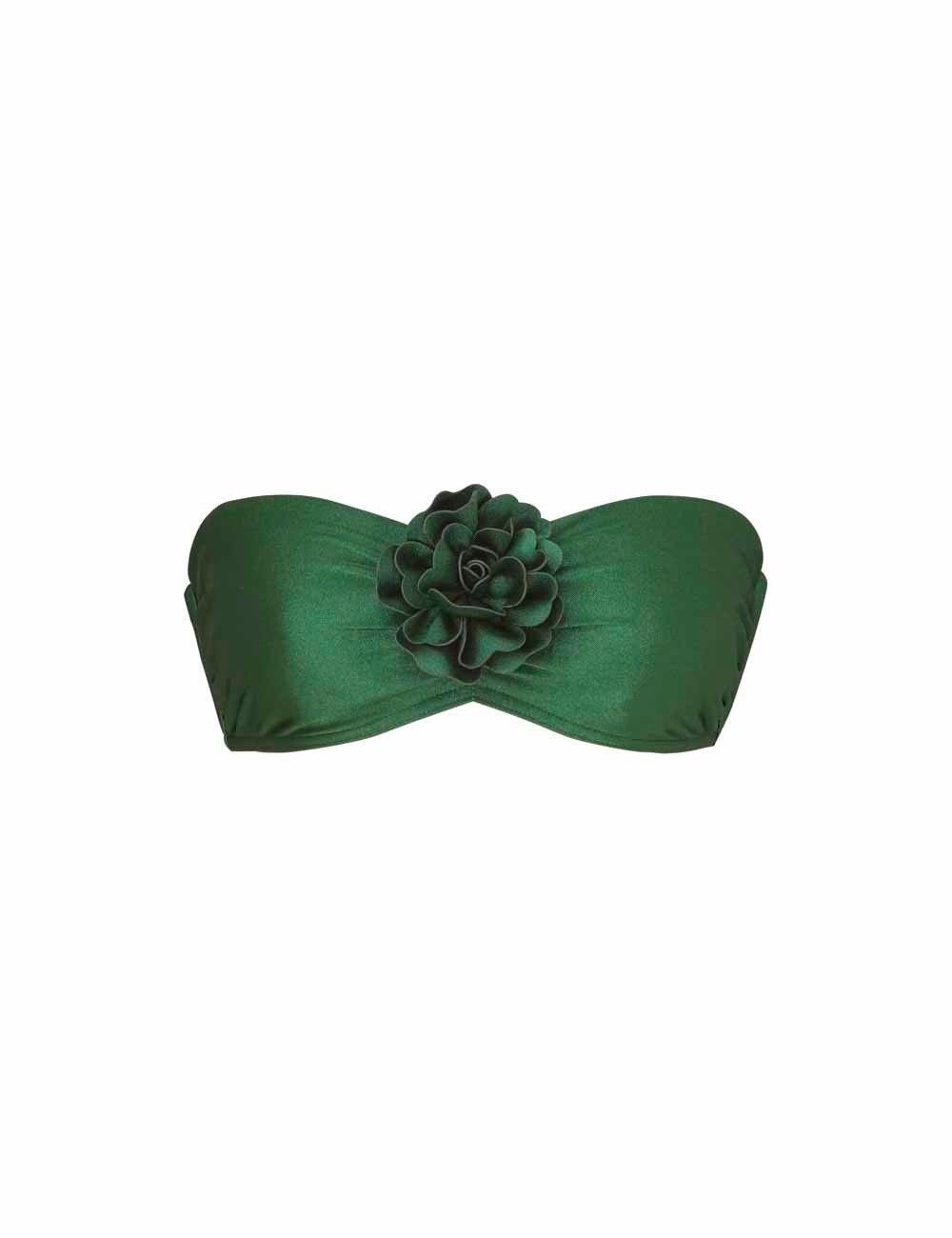 oc11z0525 Size : S / Waverly Flower Bandeau Bra in Green