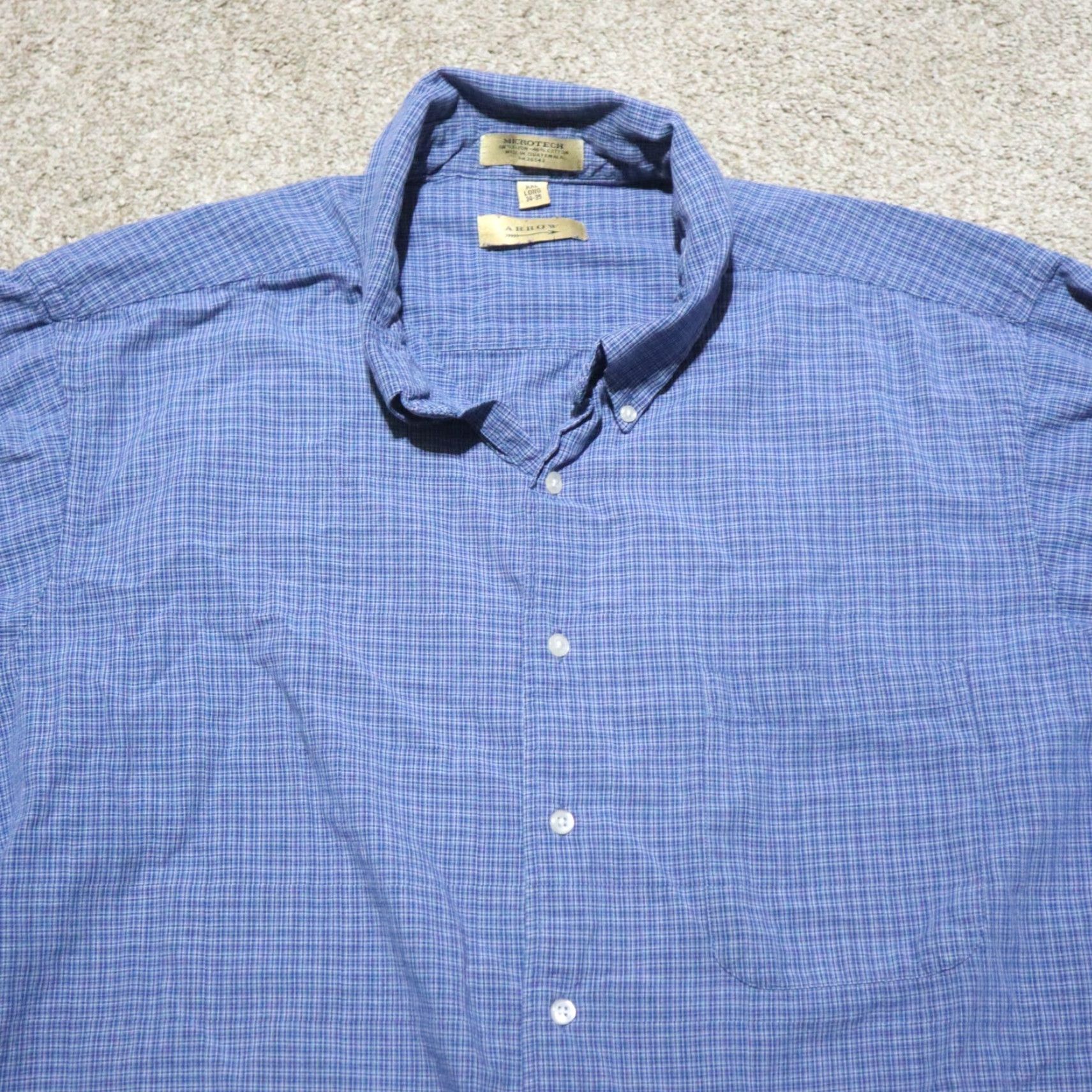 Arrow Arrow Shirt Button-Up Men 2XL Blue Polyester Rayon Casual Long Sleeve 90s Logo Size US XXL / EU 58 / 5 - 2 Thumbnail