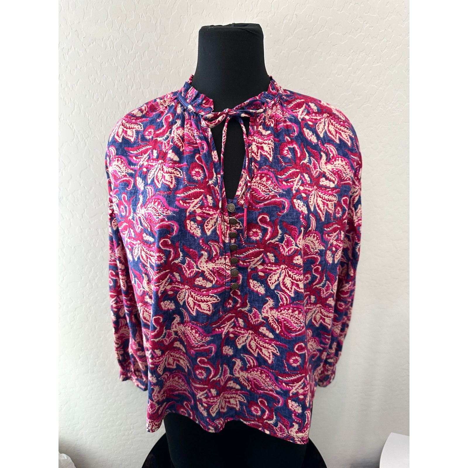 Anthropologie ANTHROPOLOGIE | Pilcro Lucille Paisley High Neck Peasant Top Size S / US 4 / IT 40 - 2 Thumbnail