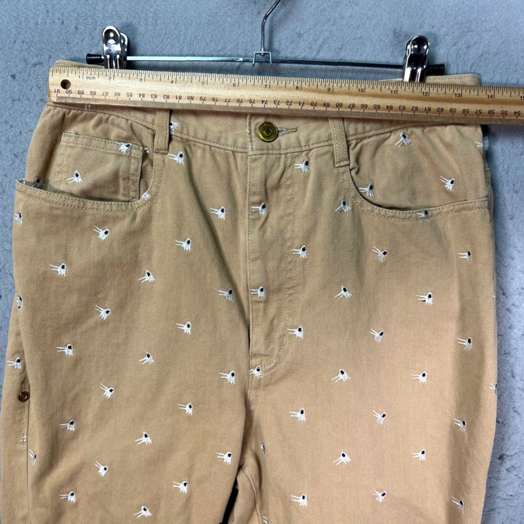Vintage Mercibeaucoup Womens 28 Embroidered Beige Cotton Chino Pants Trousers Size 28" / US 6 / IT 42 - 6 Thumbnail