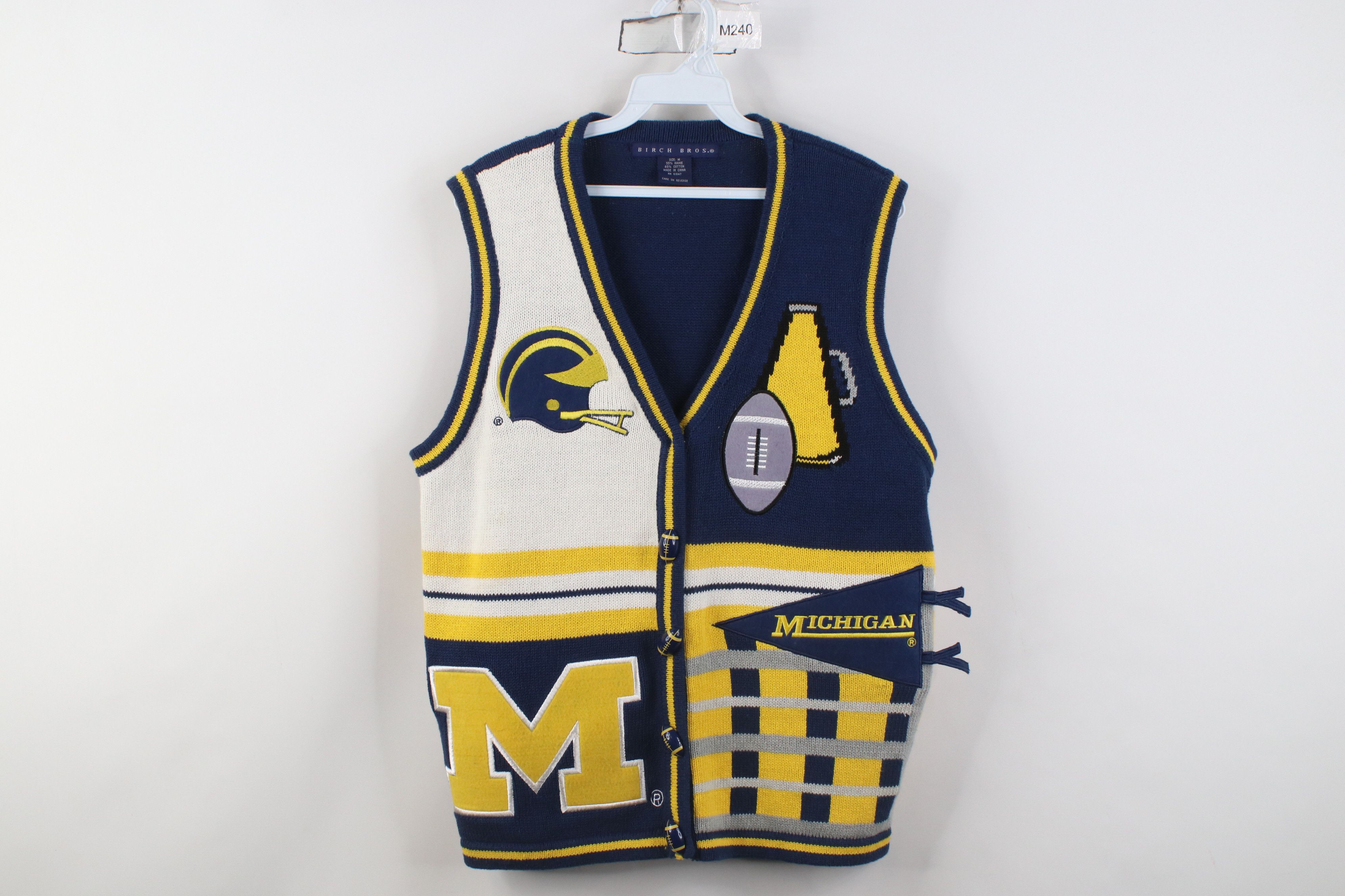 Vintage Vintage 90s University of Michigan Football Cardigan Sweater Size M / US 6-8 / IT 42-44 - 1 Thumbnail
