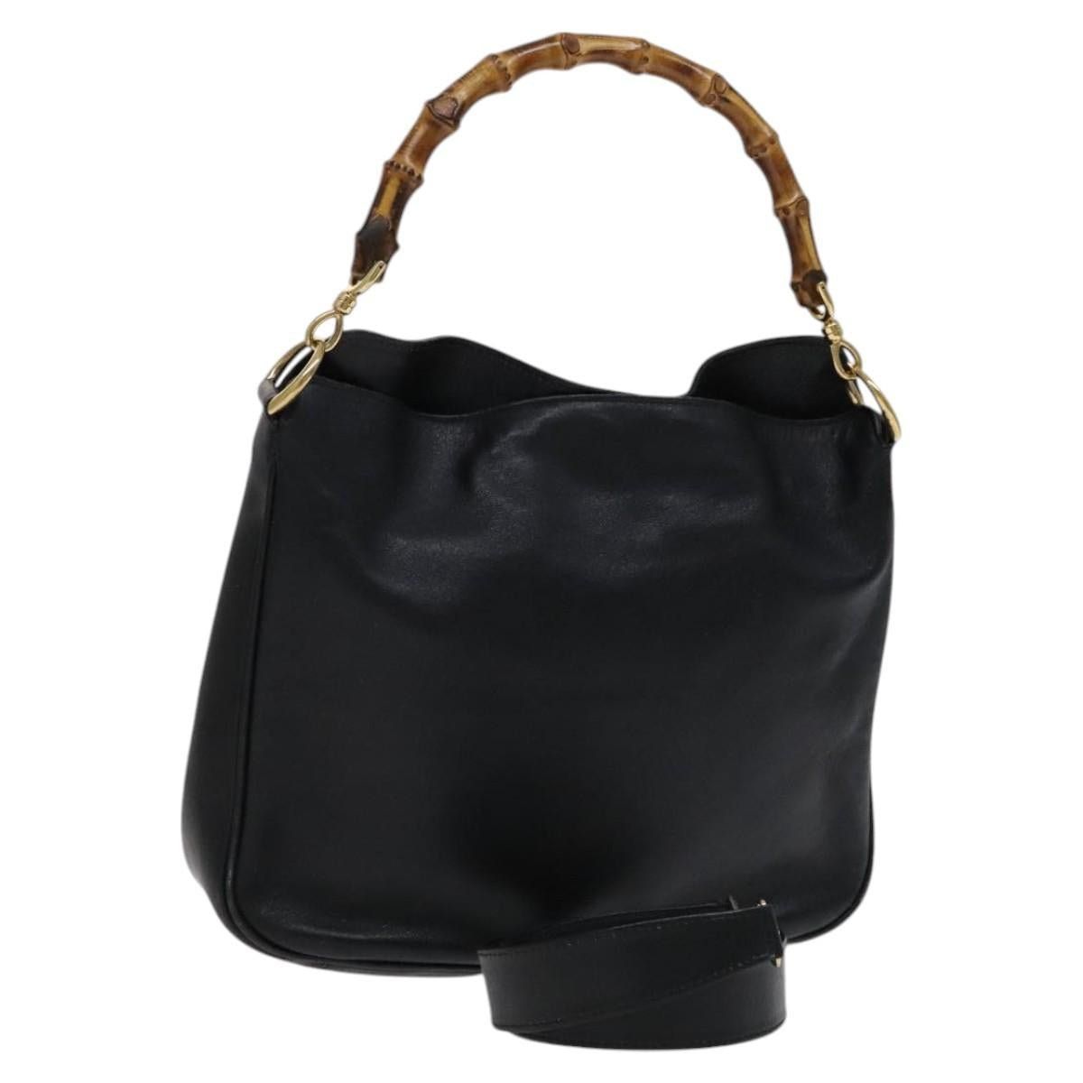 Gucci GUCCI Bamboo Handbag Leather Black Gold 001 2113 001 2113 Size ONE SIZE - 1 Thumbnail