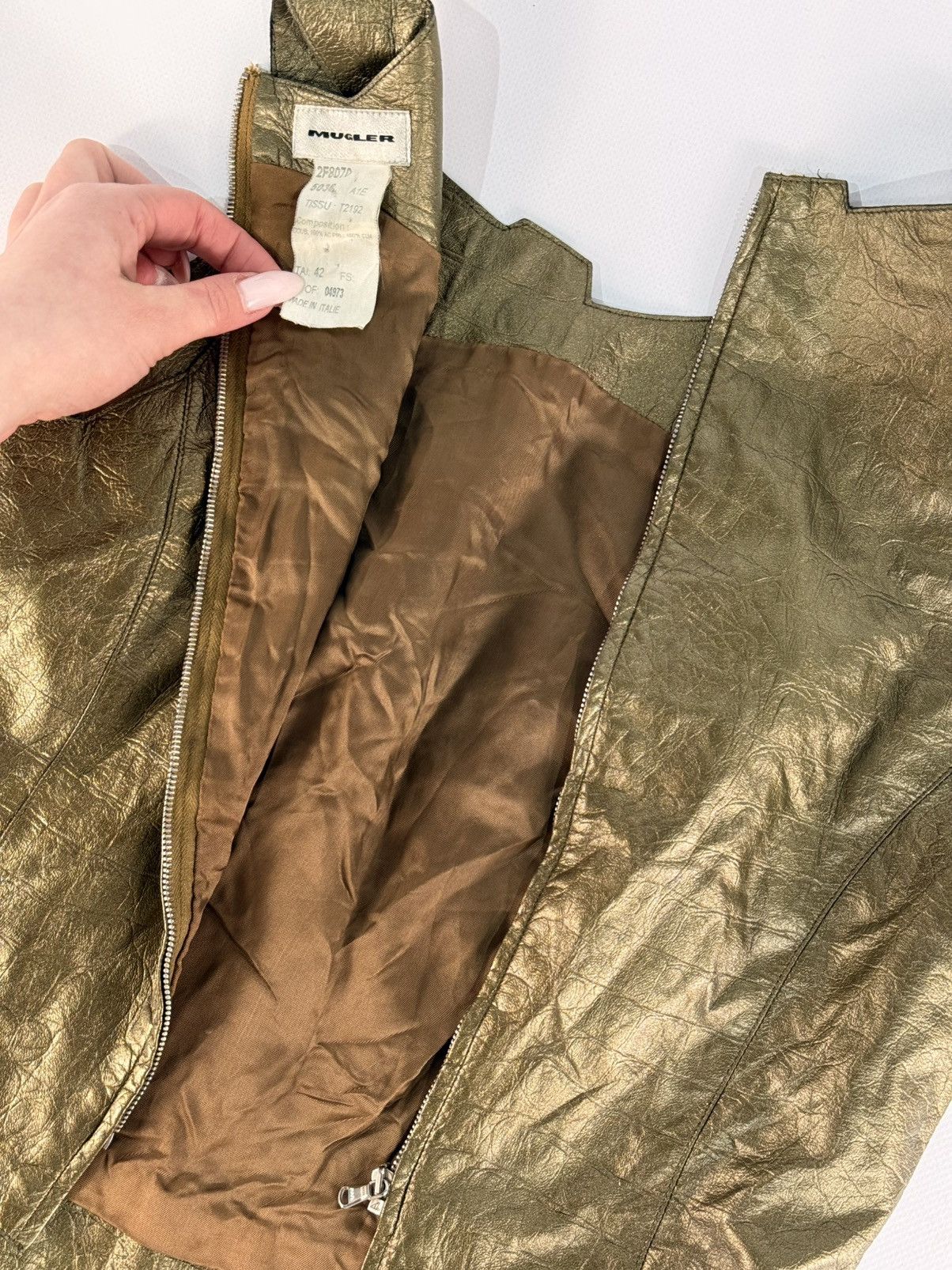 Thierry Mugler Archive Thierry Mugler Metallic Croc Leather Top Size M / US 6-8 / IT 42-44 - 8 Thumbnail