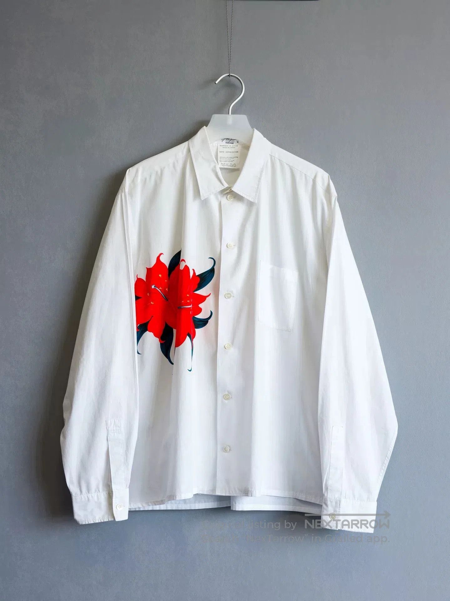 Yohji Yamamoto Yohji Yamamoto Red Floral Long Sleeve Shirt. Size US M / EU 48-50 / 2 - 1 Thumbnail