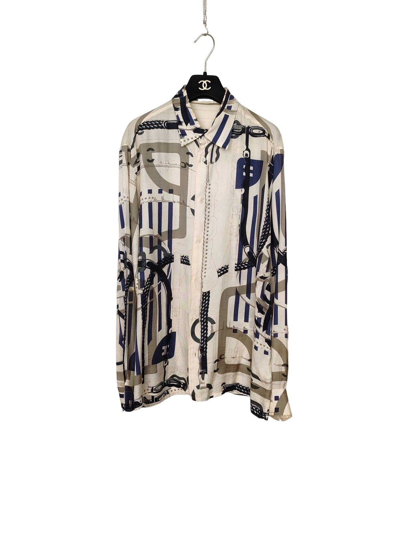 Hermes Hermès Printed Silk Blend Button Up Shirt Size L Size US L / EU 52-54 / 3 - 1 Thumbnail