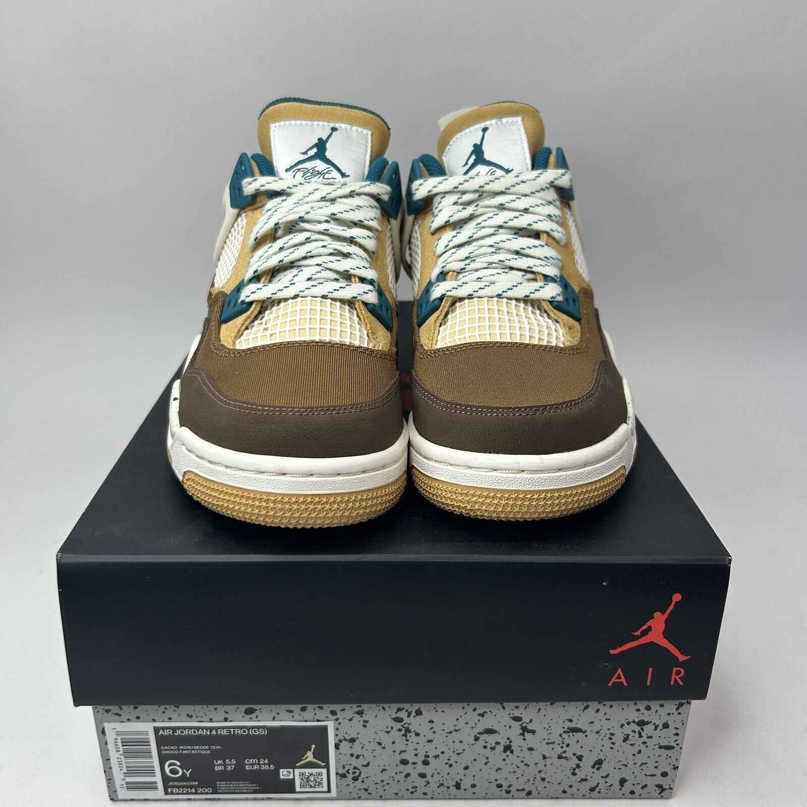 Jordan Brand Nike Air Jordan 4 Retro GS “Cacao Wow/Brown Teal” 2023 Size US 7.5 / IT 37.5 - 2 Thumbnail