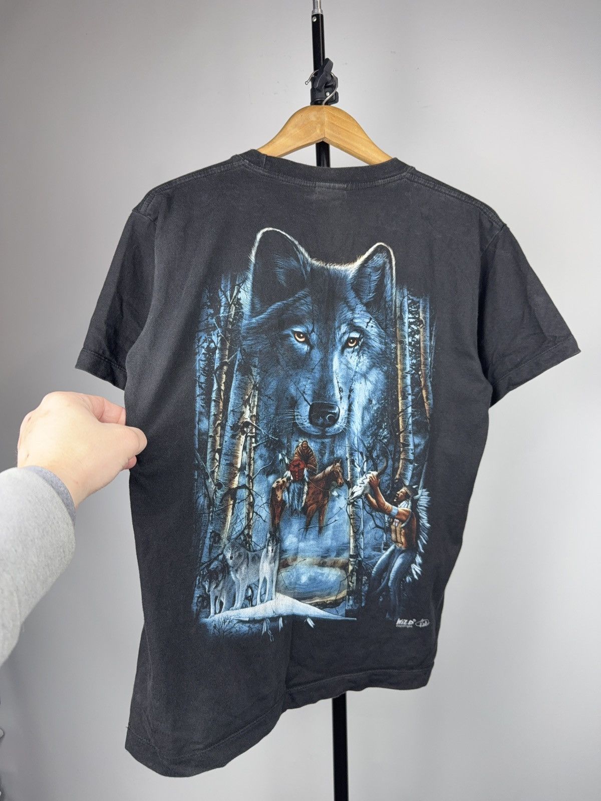 Vintage 90s Retro Vintage Wolf Graphic T-Shirt Native American Art Size US M / EU 48-50 / 2 - 11 Thumbnail