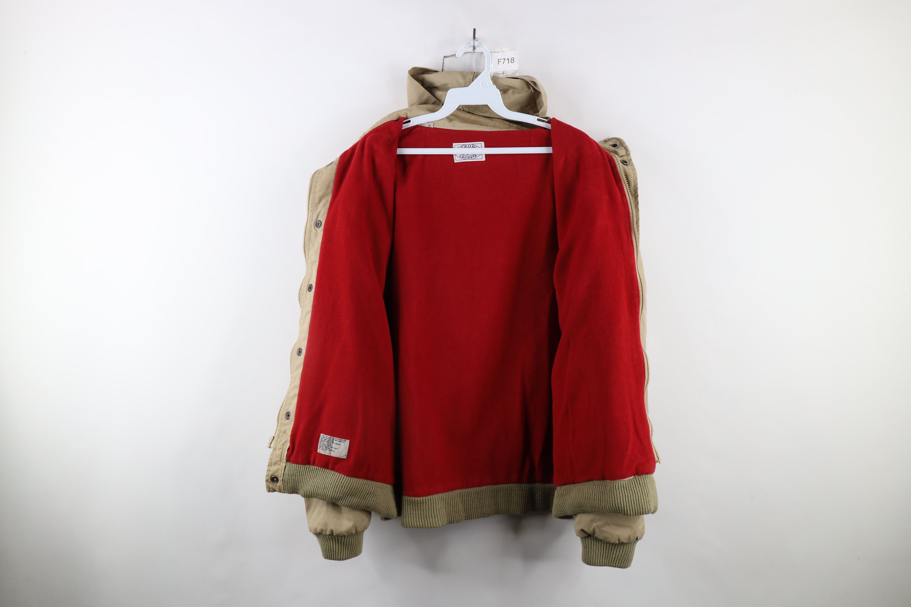 Lacoste × Vintage Vintage 80s Izod Lacoste Logo Lined Hooded Jacket Beige Size US XL / EU 56 / 4 - 9 Thumbnail