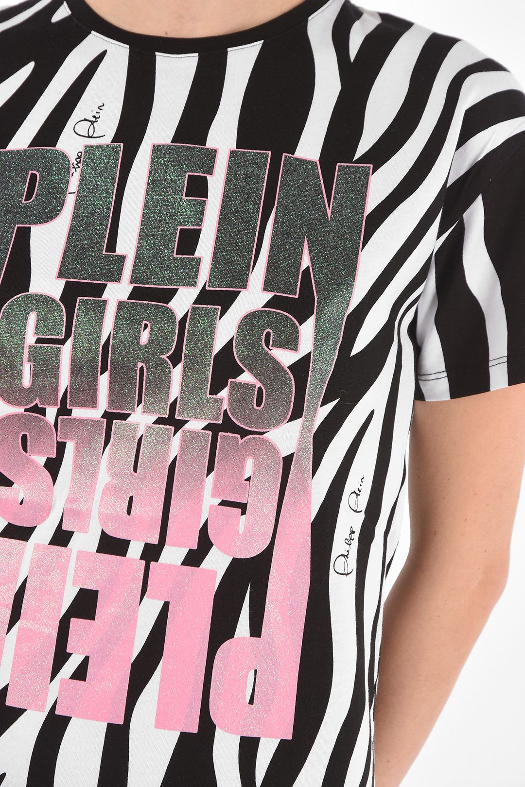 Philipp Plein og1mm0824 Zebra Plein Mini Tee Dress in Black & White Size XS / US 0-2 / IT 36-38 - 3 Thumbnail