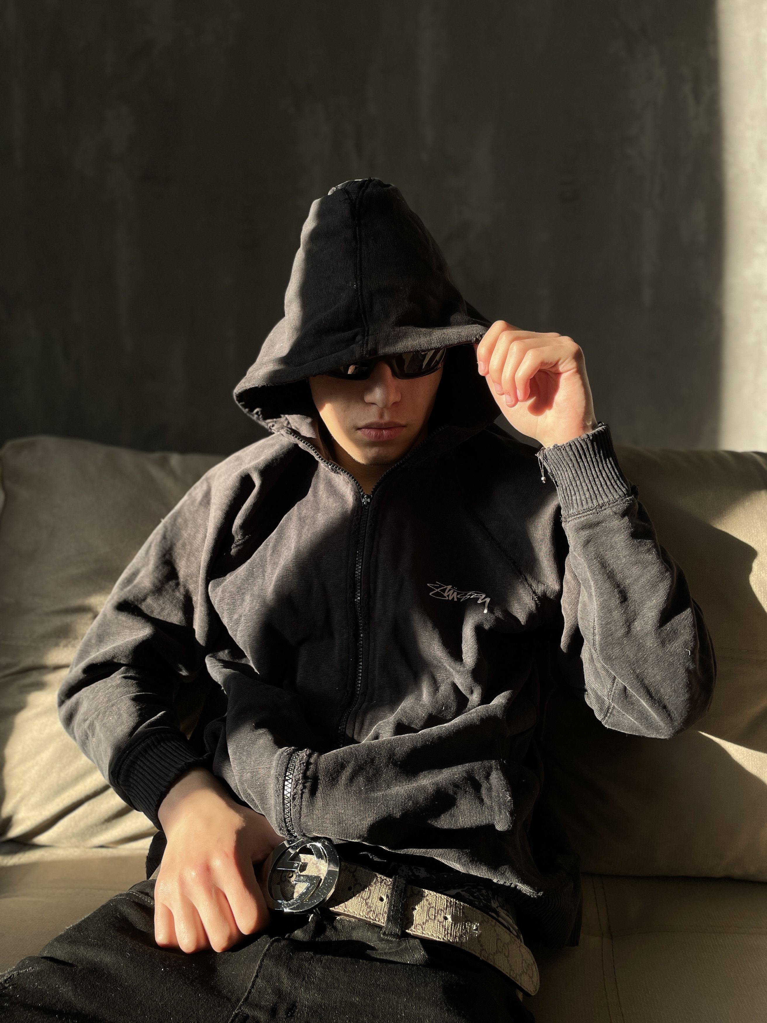 Stussy Stussy Faded Graphic Zip Hoodie in Washed Black | Grailed