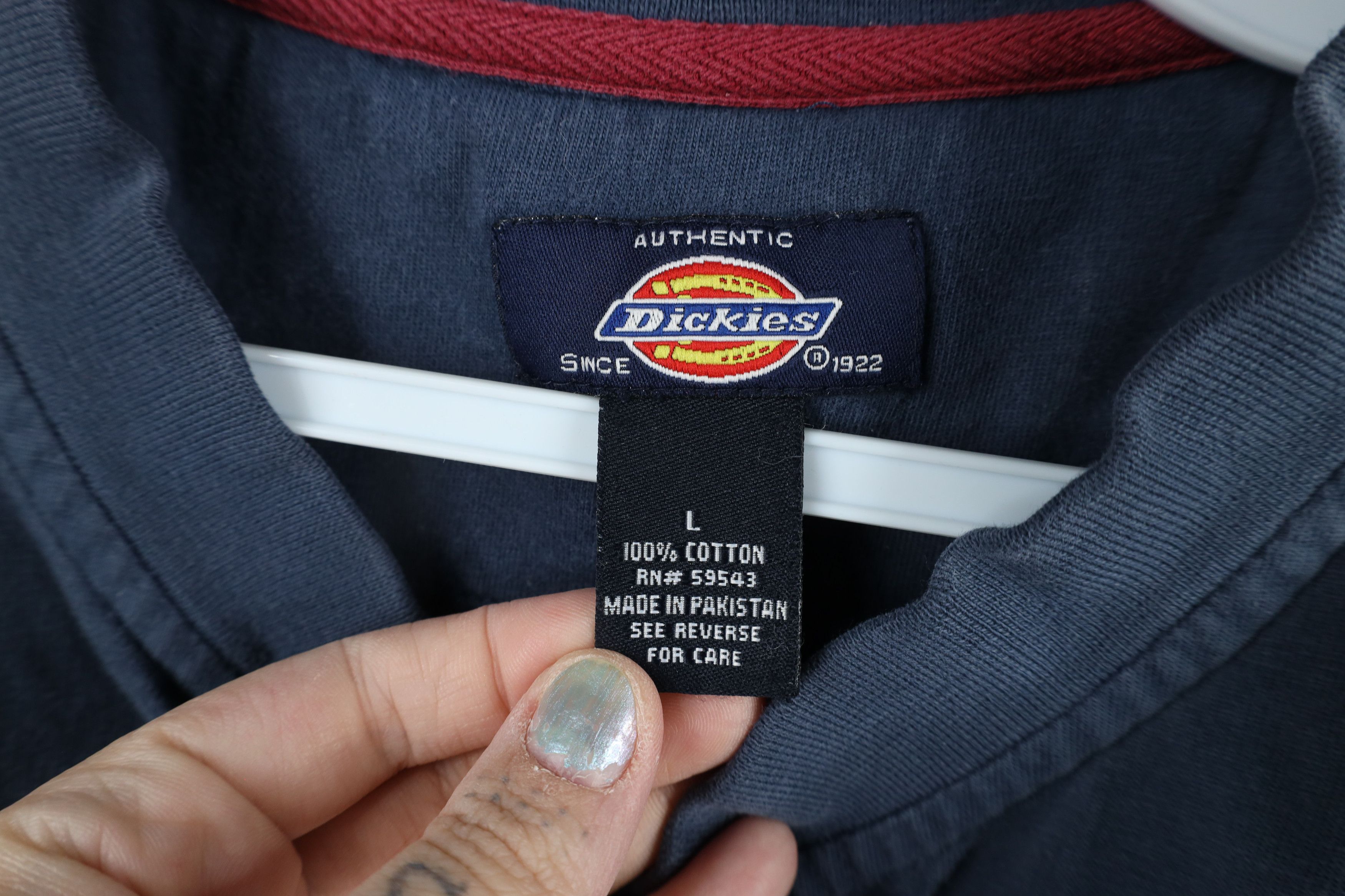 Dickies × Vintage Vintage Dickies Blank Short Sleeve Henley T-Shirt Blue Size US L / EU 52-54 / 3 - 8 Thumbnail