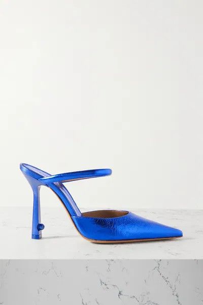 Off-White o1y1225 Leather Mules in Blue Size US 8 / IT 38 - 1 Thumbnail