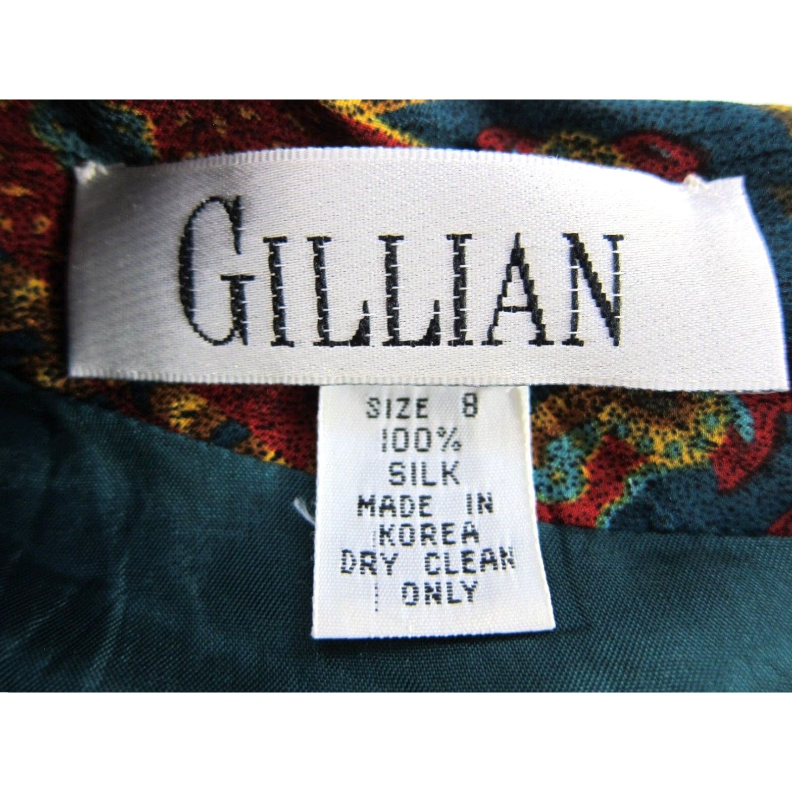 Vintage Vtg Gillian 80's 100% Silk Blue Dress Long Sleeve Floral 8 Size M / US 6-8 / IT 42-44 - 3 Thumbnail
