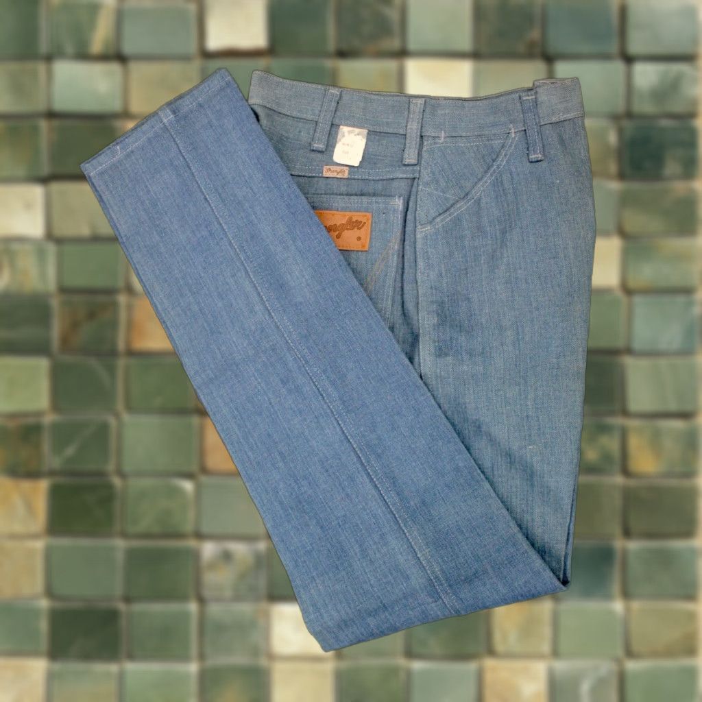 Wrangler VTG Wrangler Jeans Shirt? No, this is Jeans category. Corrected: VTG Wrangler Jeans 1960s 28x34 Brushed Cotton Blue 60s NOS N/A Size US 28 / EU 44 - 1 Thumbnail