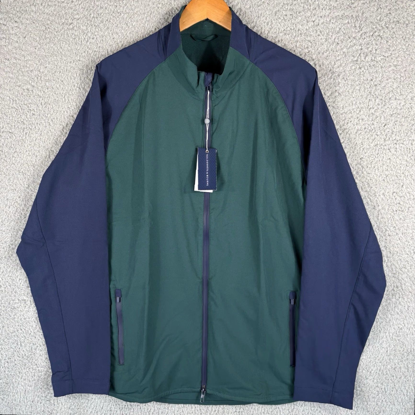 Rains Holderness & Bourne Jacket Mens XL Green Navy Lightweight Windbreaker Zip Golf Weather Rain Multicolor Casual Travel Size US XL / EU 56 / 4 - 2 Thumbnail