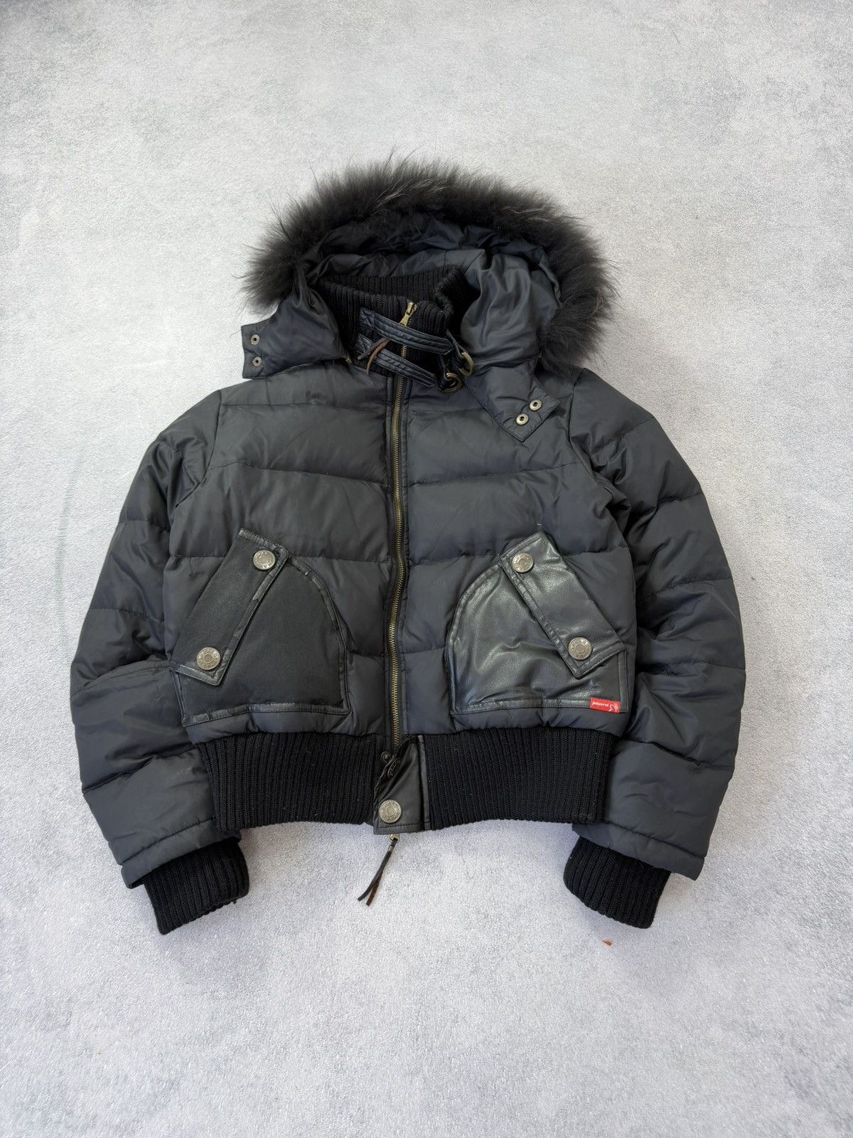 Le Grande Bleu (L.G.B.) Avant Garde Hysteric Glamour Style Fur Hood Bomber Jacket Size US S / EU 44-46 / 1 - 1 Thumbnail