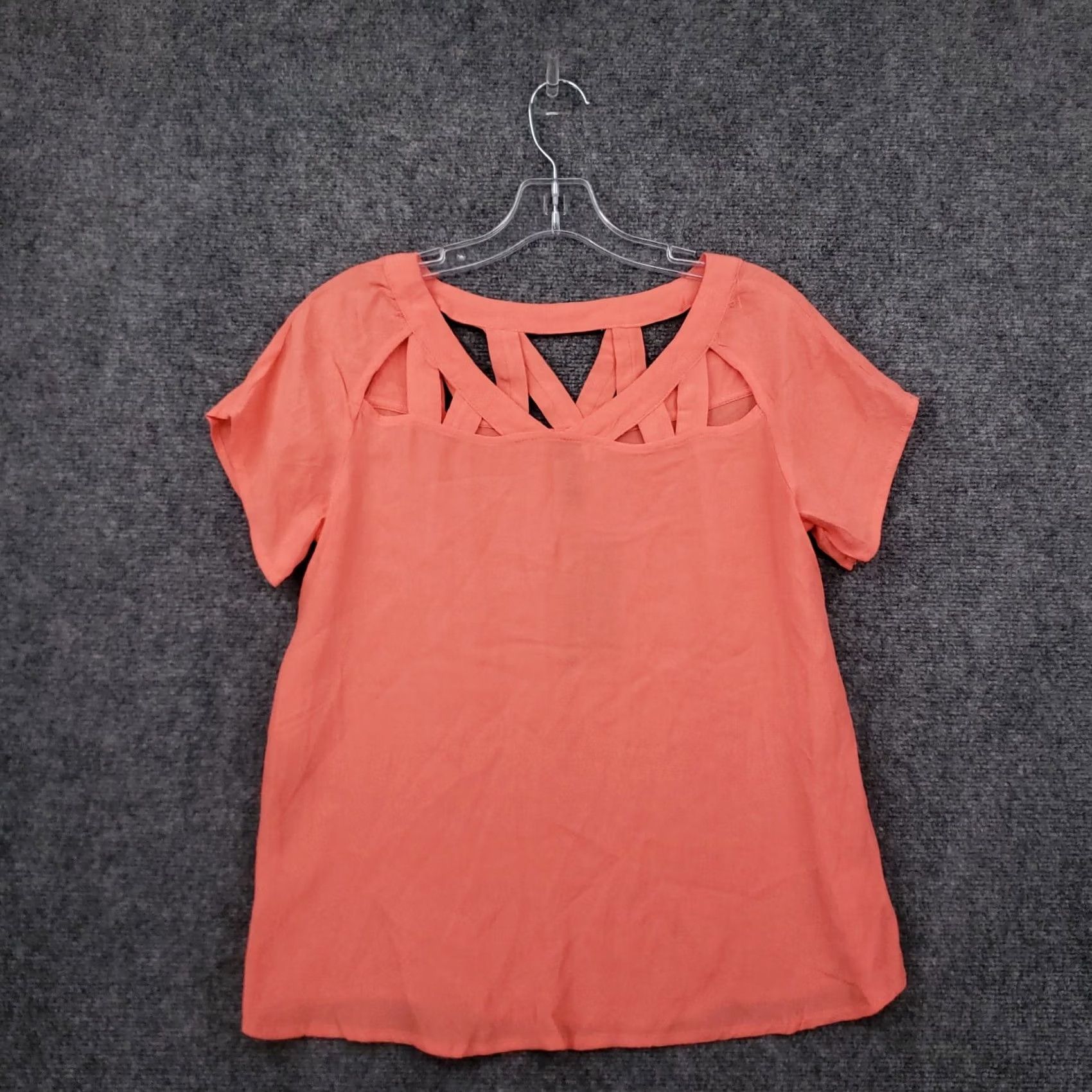 Vintage Francesca's Blouse Shirt Womens XS Orange Short Sleeve Button V-Neck Top Blouse Size XS / US 0-2 / IT 36-38 - 2 Thumbnail