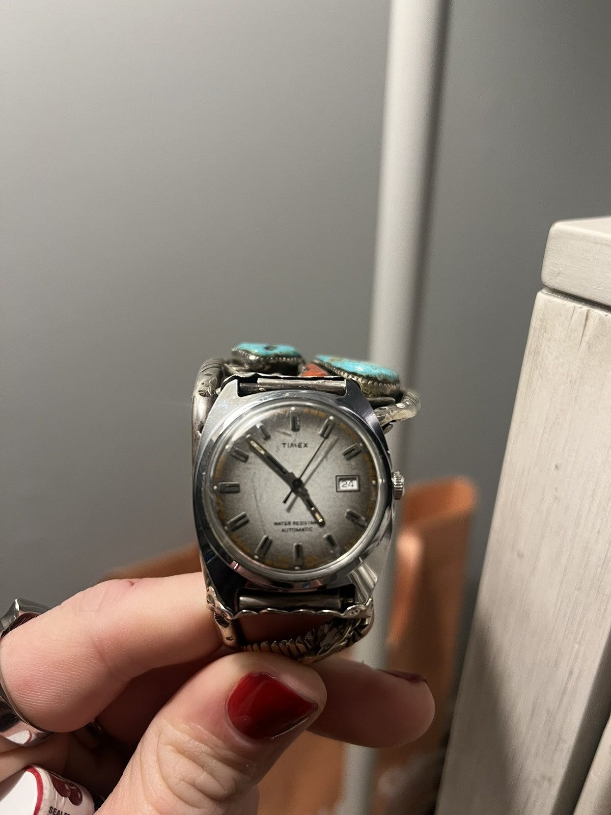 Vintage Native American Bracelet With Watch .925 Size ONE SIZE - 7 Thumbnail