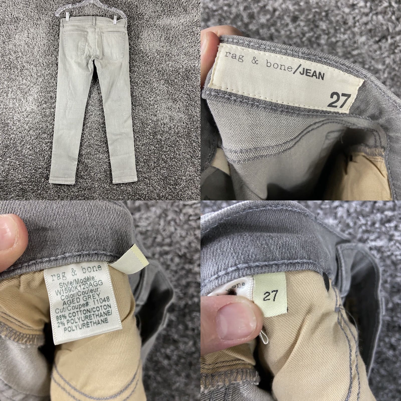 Rag & Bone RAG & BONE The Dre Jeans Skinny Gray Women 27 Size 27" / US 4 / IT 40 - 8 Thumbnail