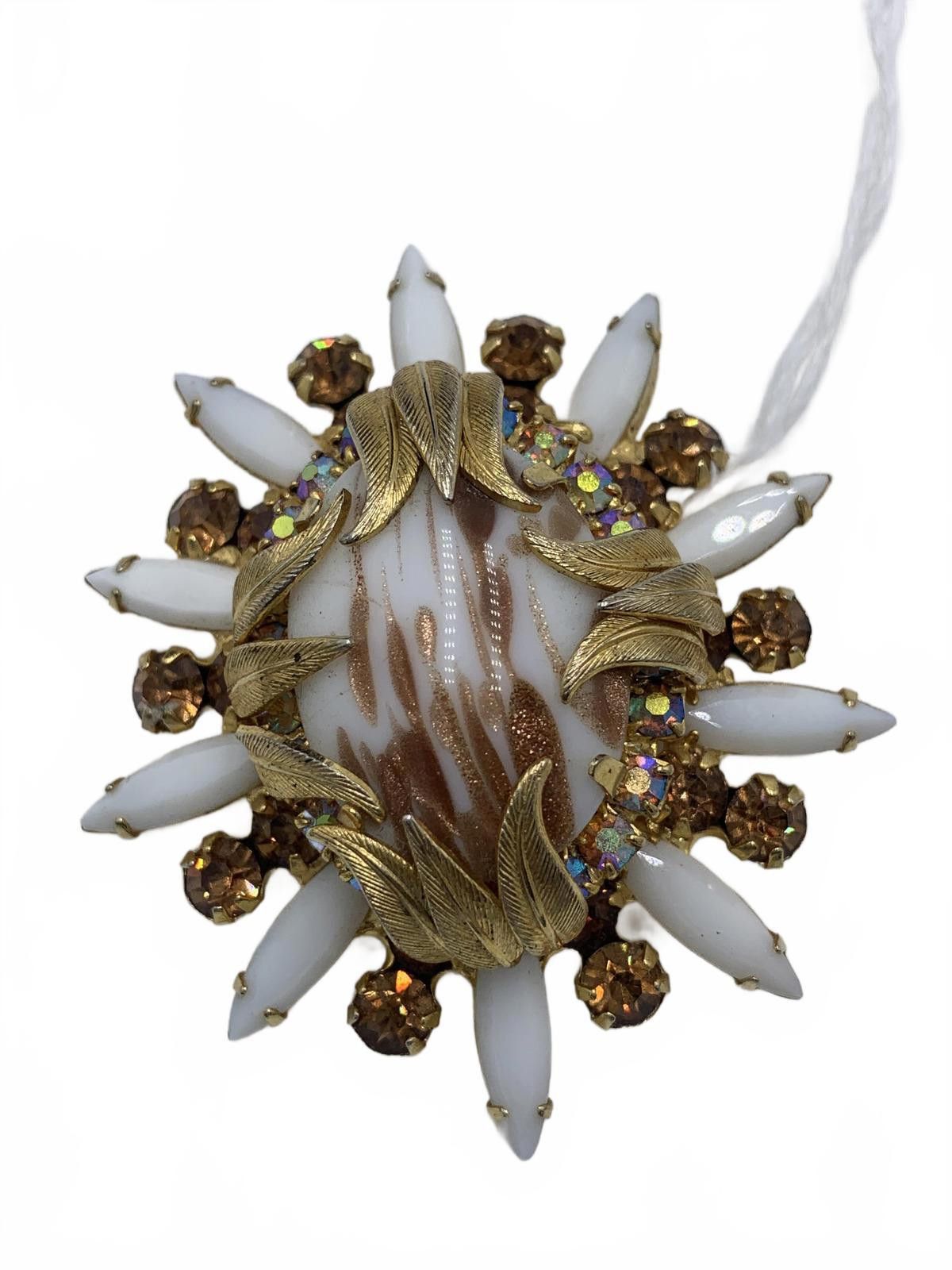 Alexander Julian Juliana Copper Rhinestone Faux Opal Copper Fluss Brooch Size ONE SIZE - 1 Thumbnail
