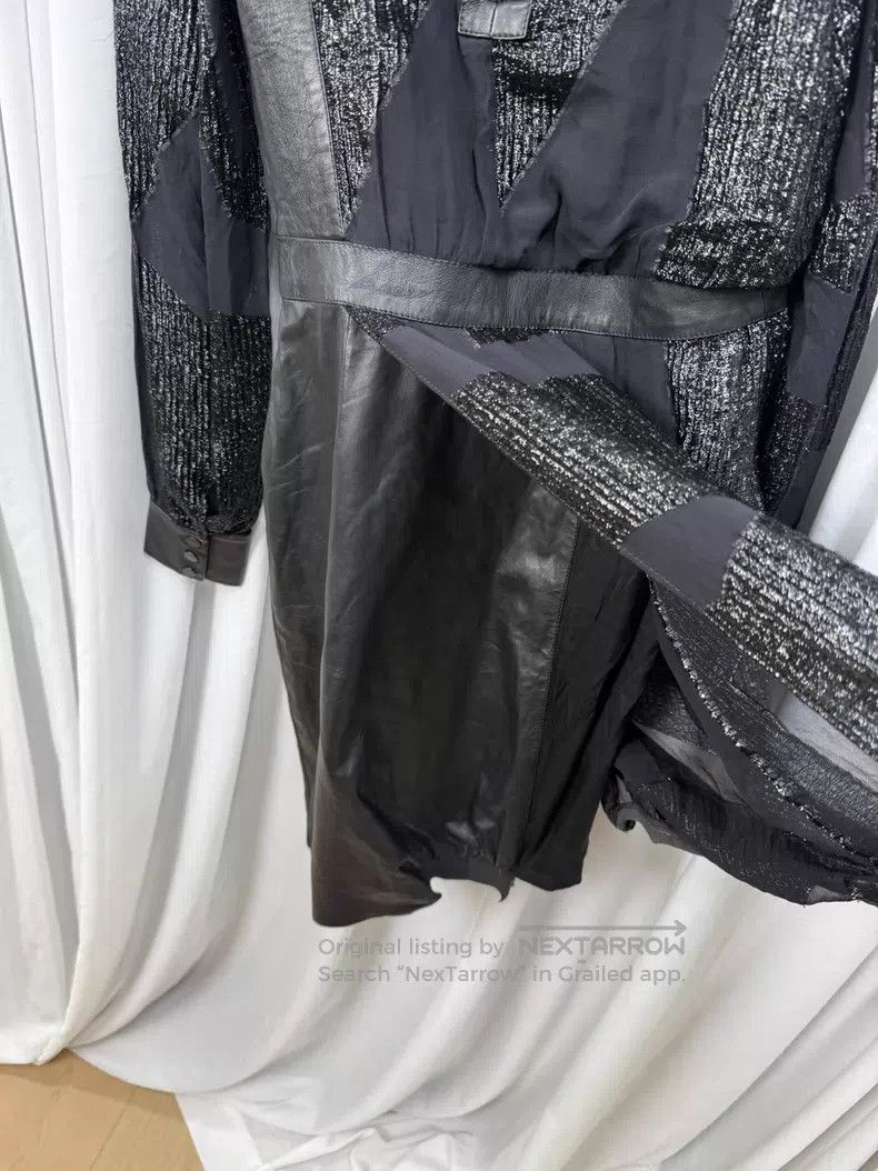 Helmut Lang Helmut Lang Size 2 shiny patchwork dress with leather accen Size M / US 6-8 / IT 42-44 - 8 Thumbnail