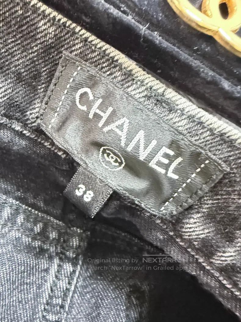 Chanel Chanel Leather chain rolled-edge denim trousers Size 25" / US 0 / IT 36 - 6 Thumbnail