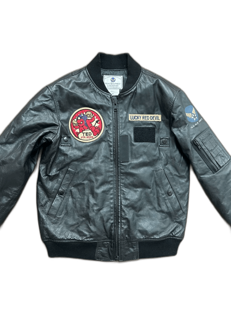 The Real McCoy's Black Leather Flight Jacket with Patches Size US L / EU 52-54 / 3 - 1 Thumbnail