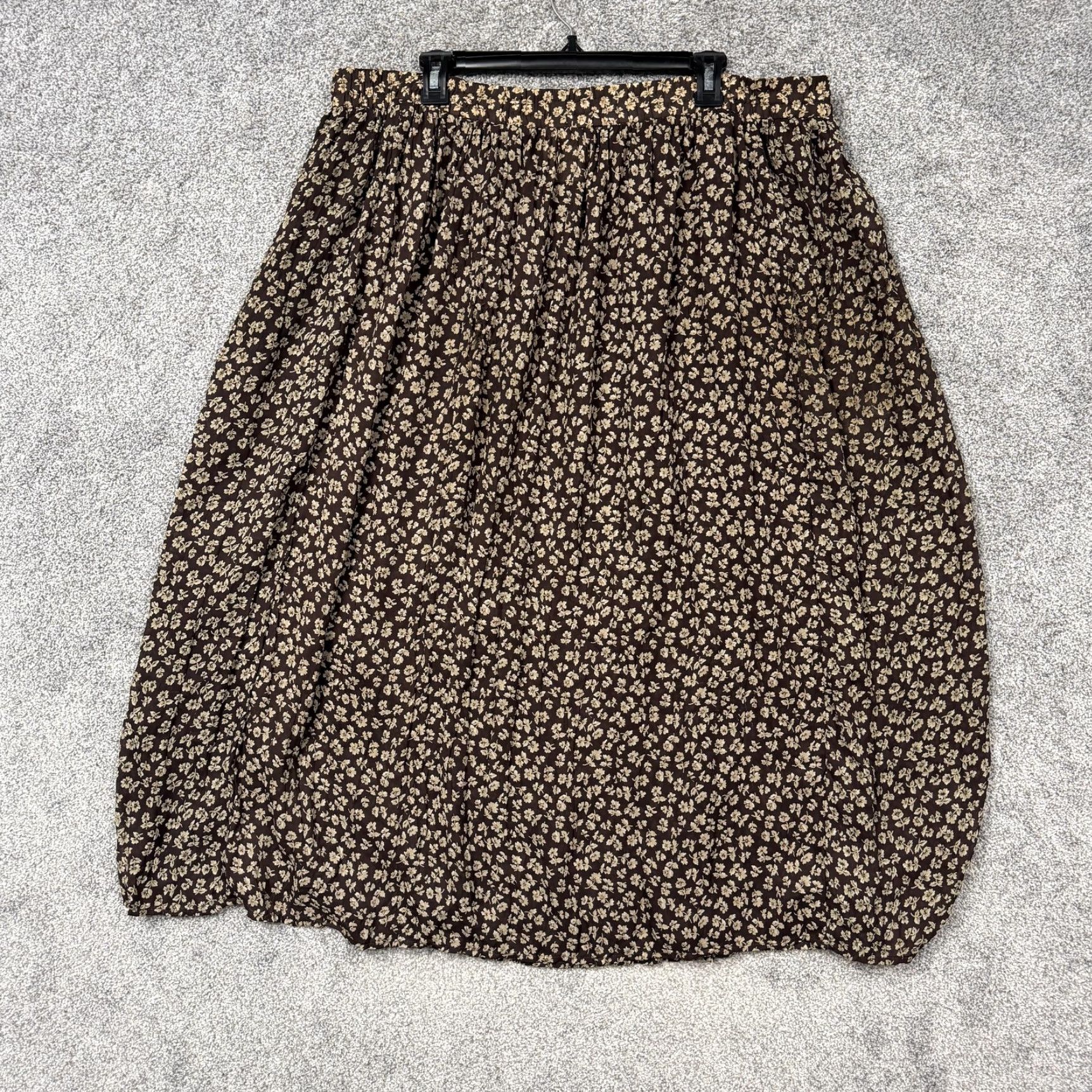 Lee VINTAGE Kathie Lee Skirt 20W Brown Tan Floral Boho Cottagecore Whimsigoth 90s Maxi Long Elastic Waist Pull On Size 42" / US 20 - 7 Thumbnail