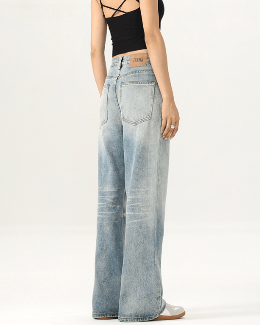Japanese Brand × Jean Ice blue washed whisker straight loose baggy jeans Size US 32 / EU 48 - 5 Thumbnail