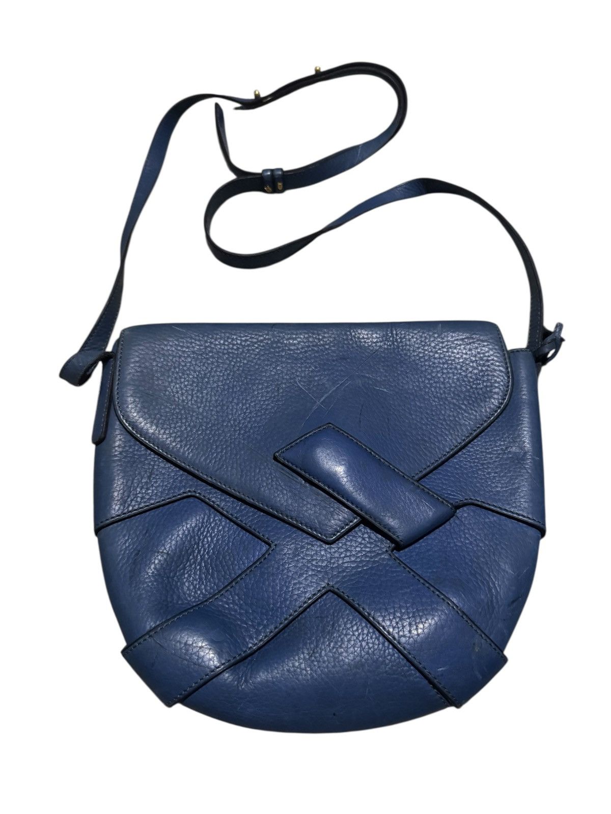 VTG 80S Delvaux Souverain Leather Crossbody Sling Bag in Blue, Women's