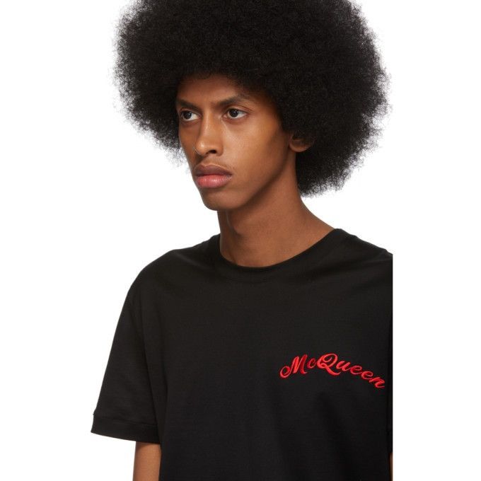 Alexander McQueen Black Mercerized Logo T-Shirt Size US XXL / EU 58 / 5 - 2 Thumbnail