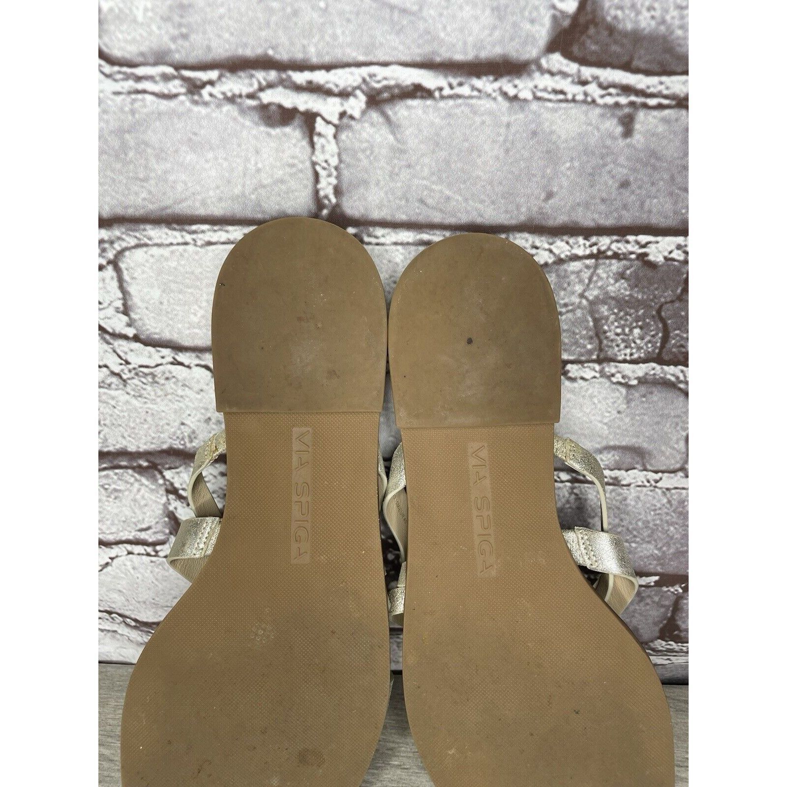 Other Via Spiga Metallic Silver Leather Toe Post Slides Sandals Wo Size US 10 / IT 40 - 9 Thumbnail