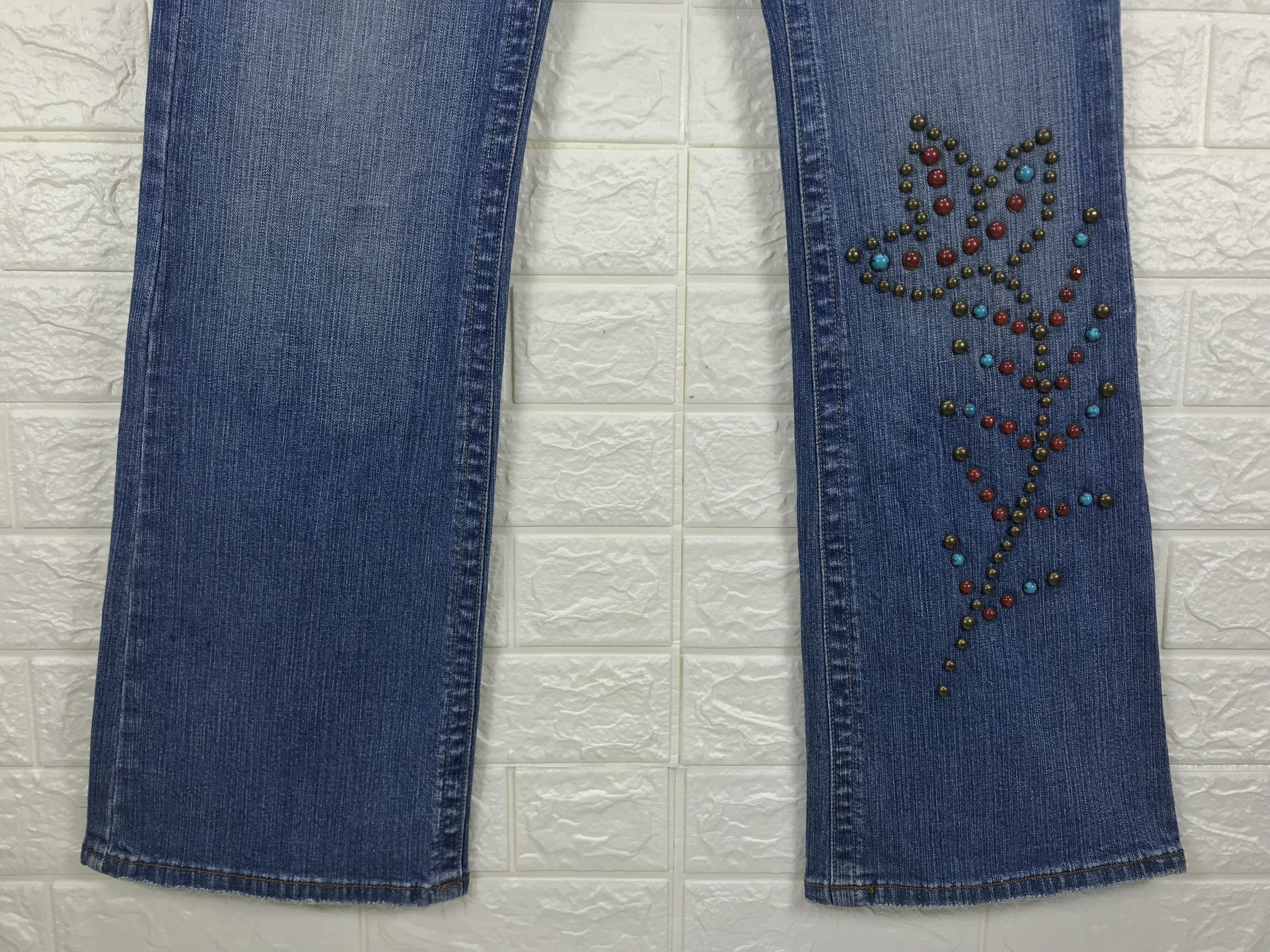 Japanese Brand Vintage Designer Z Cavaricci Art Studded Flare Jeans Size US 32 / EU 48 - 4 Thumbnail