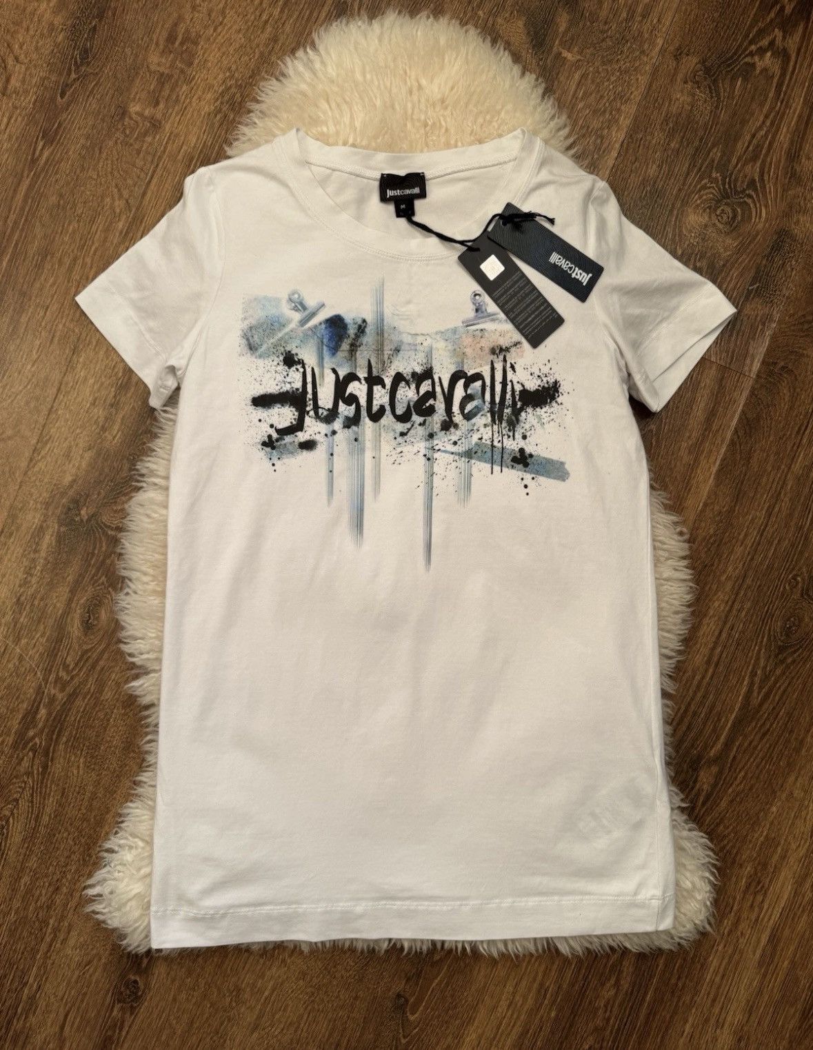 Just Cavalli Just Cavalli logo t-shirt white graphic M new with tags Size M / US 6-8 / IT 42-44 - 2 Thumbnail