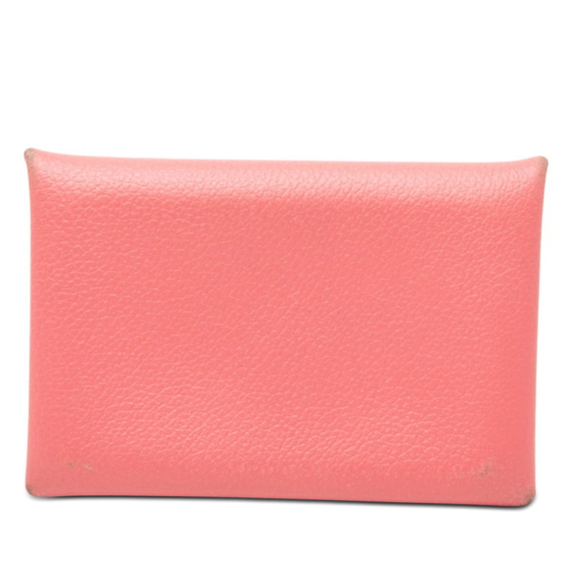 Hermes Hermes Calvi Business Card Holder/Card Case/Pass Case, Rose Azalee Pink, Evercolor, Women's HERMES Size ONE SIZE - 1 Thumbnail