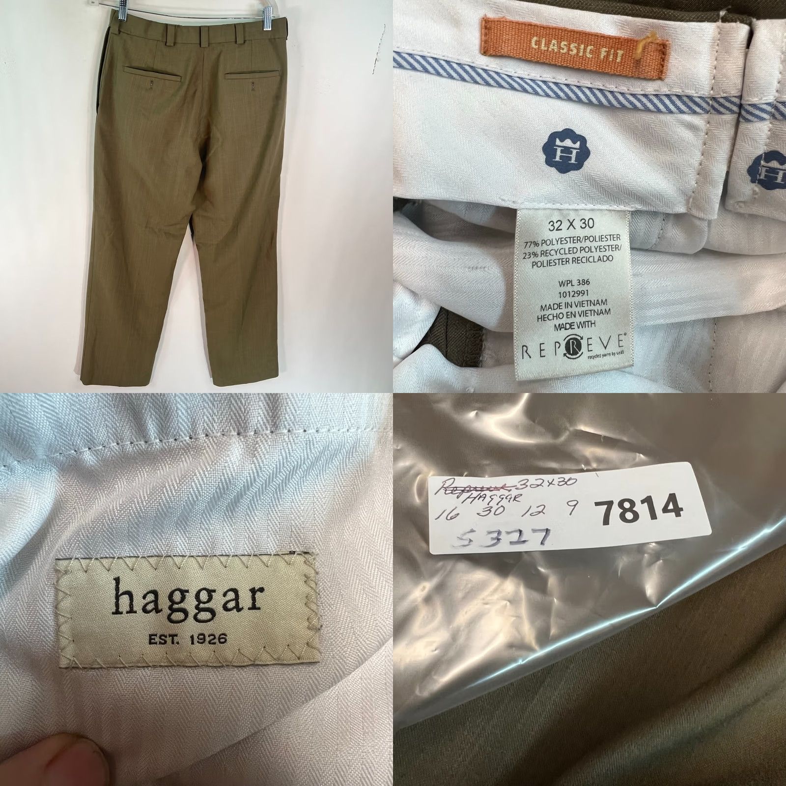 Haggar Haggar Mens Classic Fit Regular Flat Front Straight Tan Dress Pants 32X30 Size US 32 / EU 48 - 8 Thumbnail