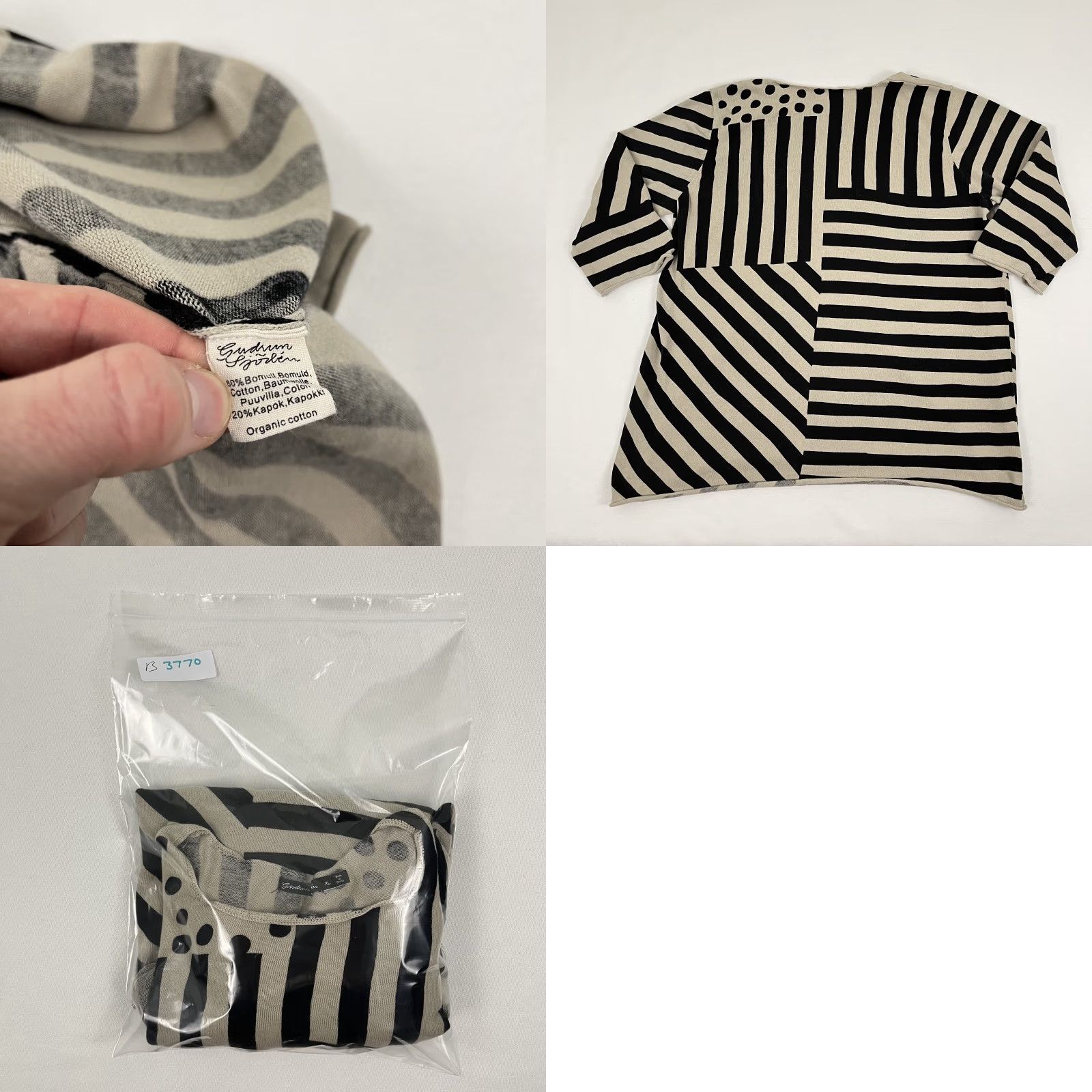Vintage Gudrun Sjoden Sweater Womens XL Brown Black Stripe Abstract Artsy Organic Cotton Size XL / US 12-14 / IT 48-50 - 8 Thumbnail
