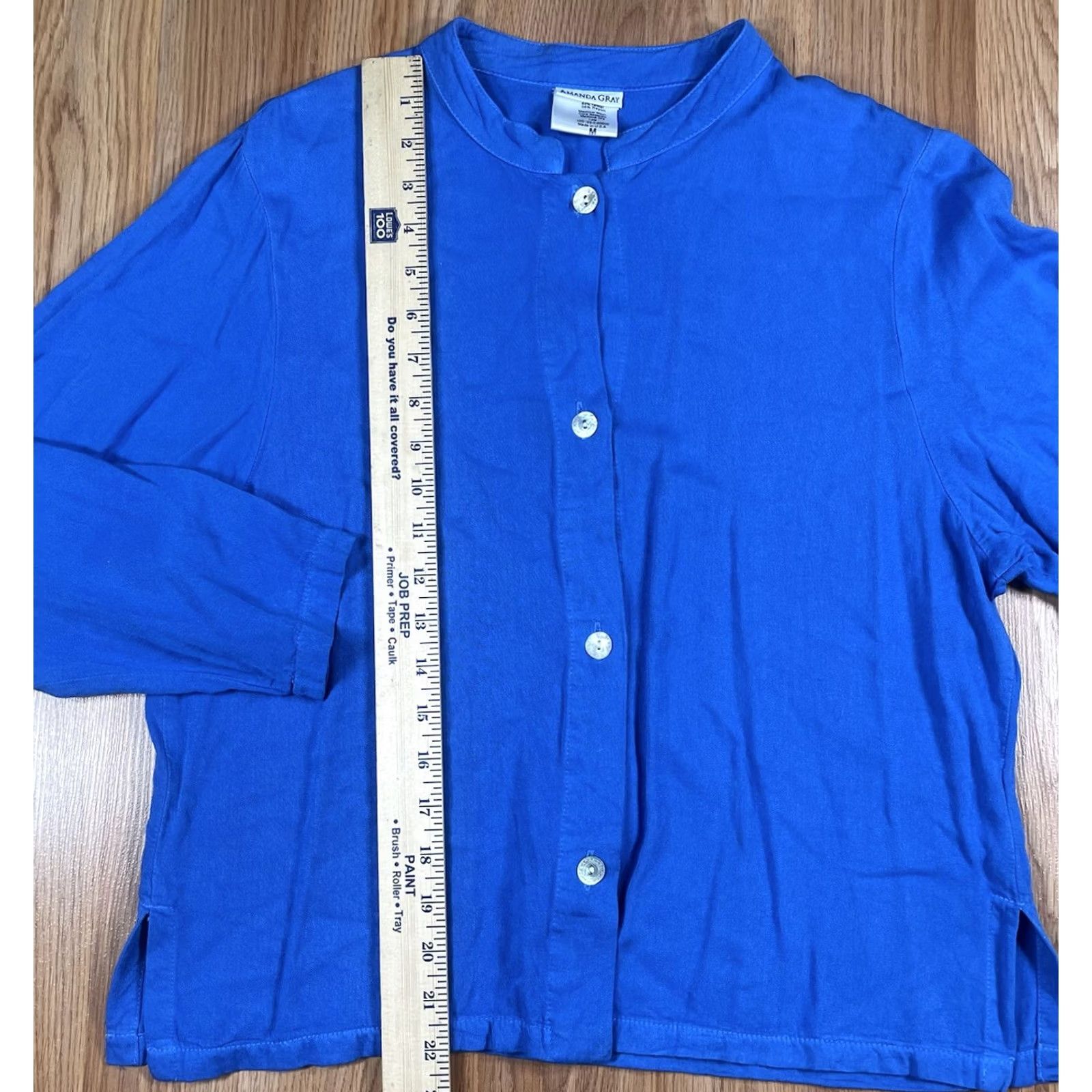 Vintage Amanda Gray Blouse Womens M Medium Blue Button Up Long Sleeve Shirt Size M / US 6-8 / IT 42-44 - 3 Thumbnail