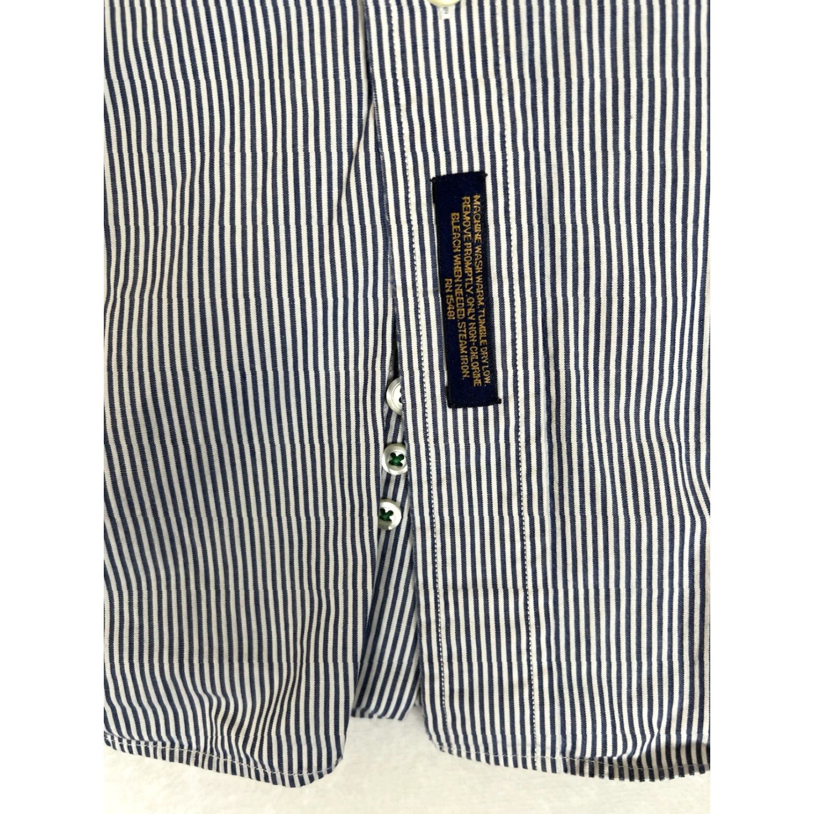 Tommy Hilfiger VINTAGE Tommy Hilfiger Button Up Long Sleeve Shirt 16.5 Crest Blue Stripe Men 90s Classic Retro Shirt Size US XL / EU 56 / 4 - 2 Thumbnail