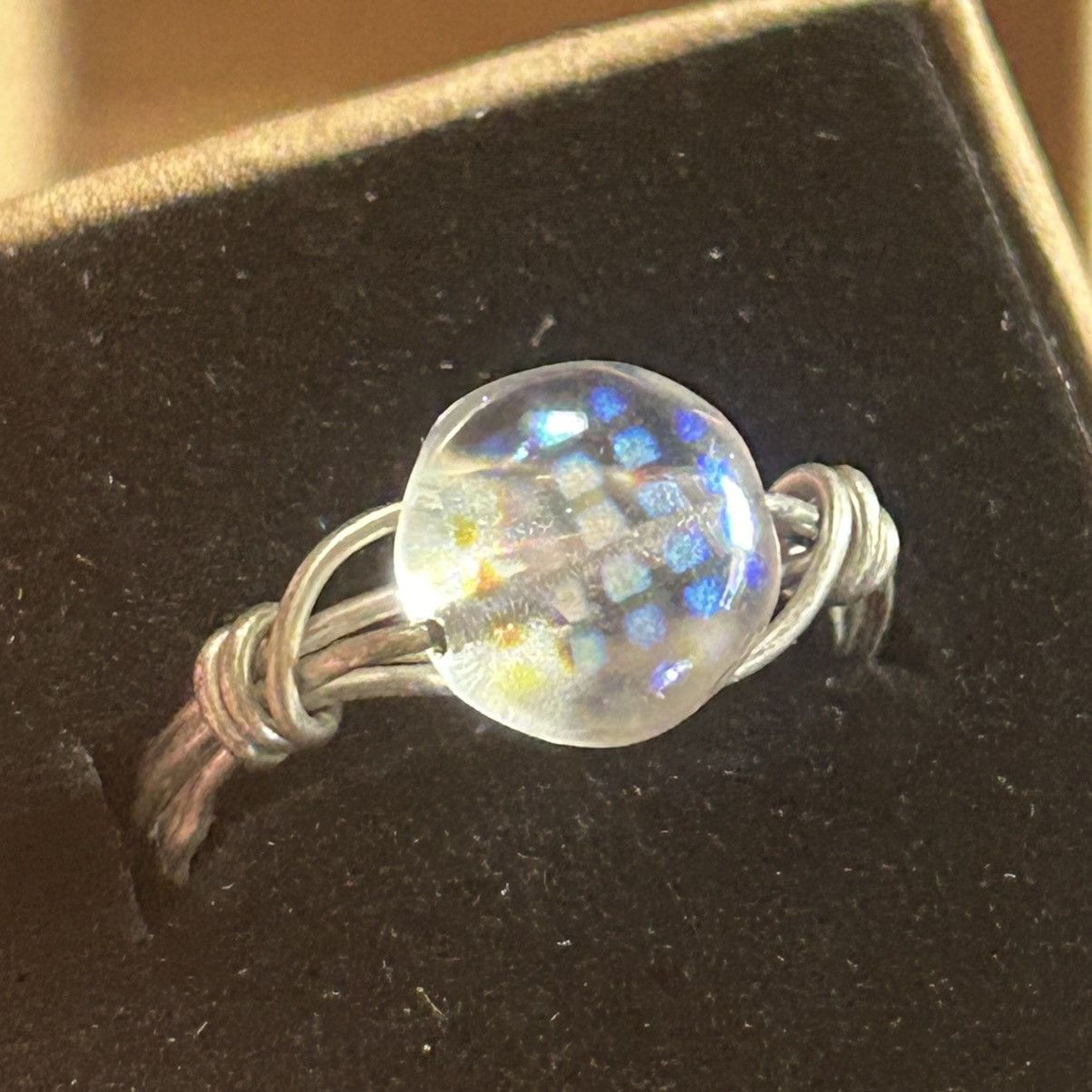 Other Hand crafted silver wire glass stone ring 8 Size ONE SIZE - 2 Thumbnail