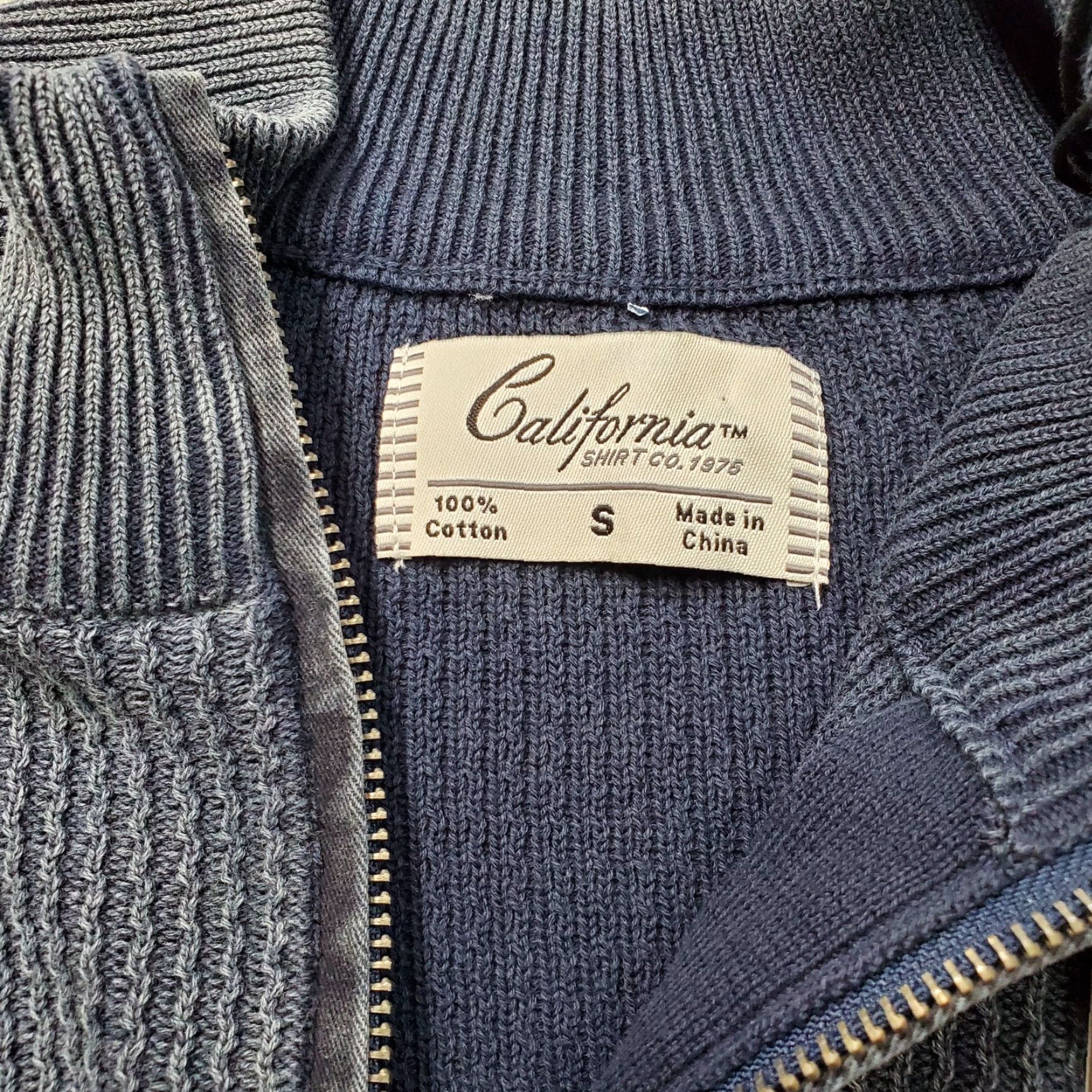 Vintage California CO Mens Faded Navy Blue Ribbed Long Sleeve 1/4 Zip Sweater Size S Size US S / EU 44-46 / 1 - 3 Thumbnail