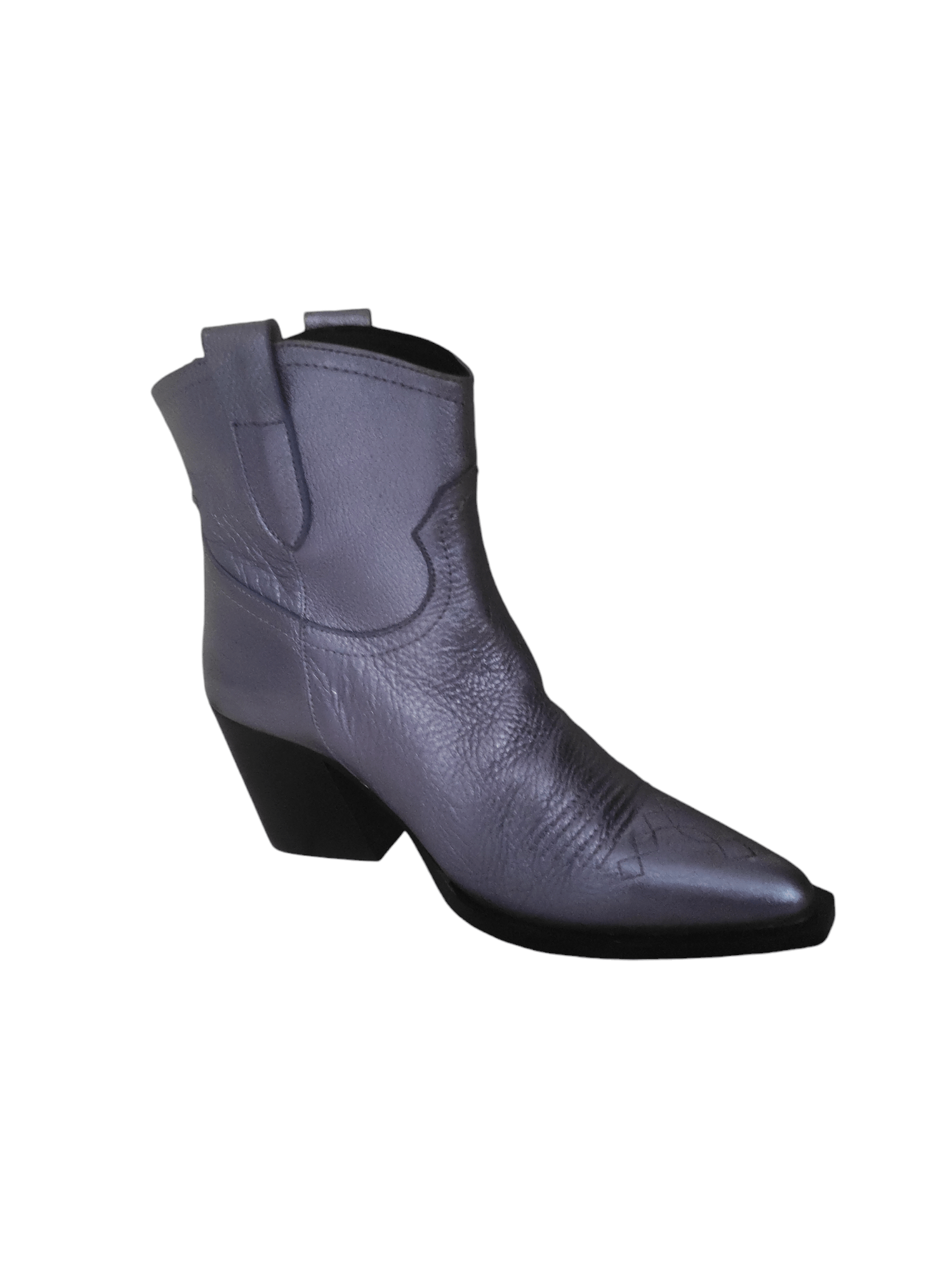 Leather VIENTY Given Galaxy Selenite Metal Cowboy Boots Made Spain Size US 8 / IT 38 - 3 Thumbnail