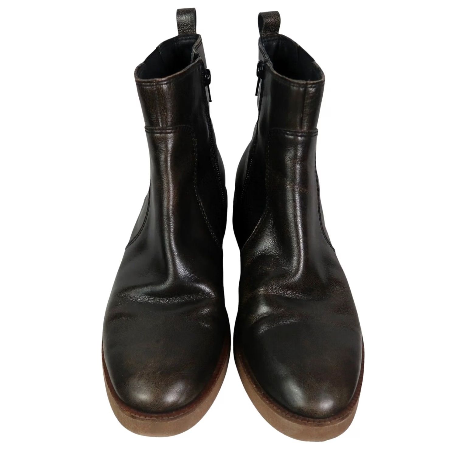 Lucky Brand Lucky Brand Ressy Black Leather Bootie Women 10 Leather Zip Casual Ankle Boots Womens Low Heel Fall Spring Winter Size US 10 / IT 40 - 2 Thumbnail